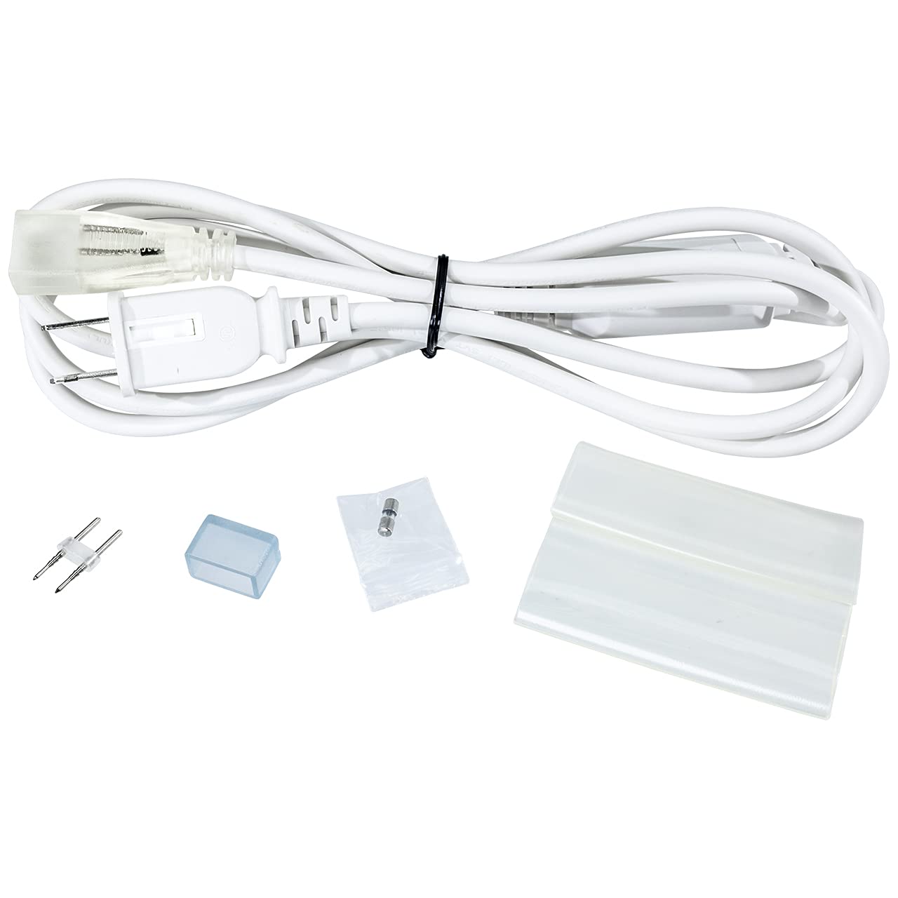 White LED Neon Strip Light Power Cord Kit - 120V 6ft Flexible Rope Lighting for Home Decor, Party, Wedding & Outdoor Use