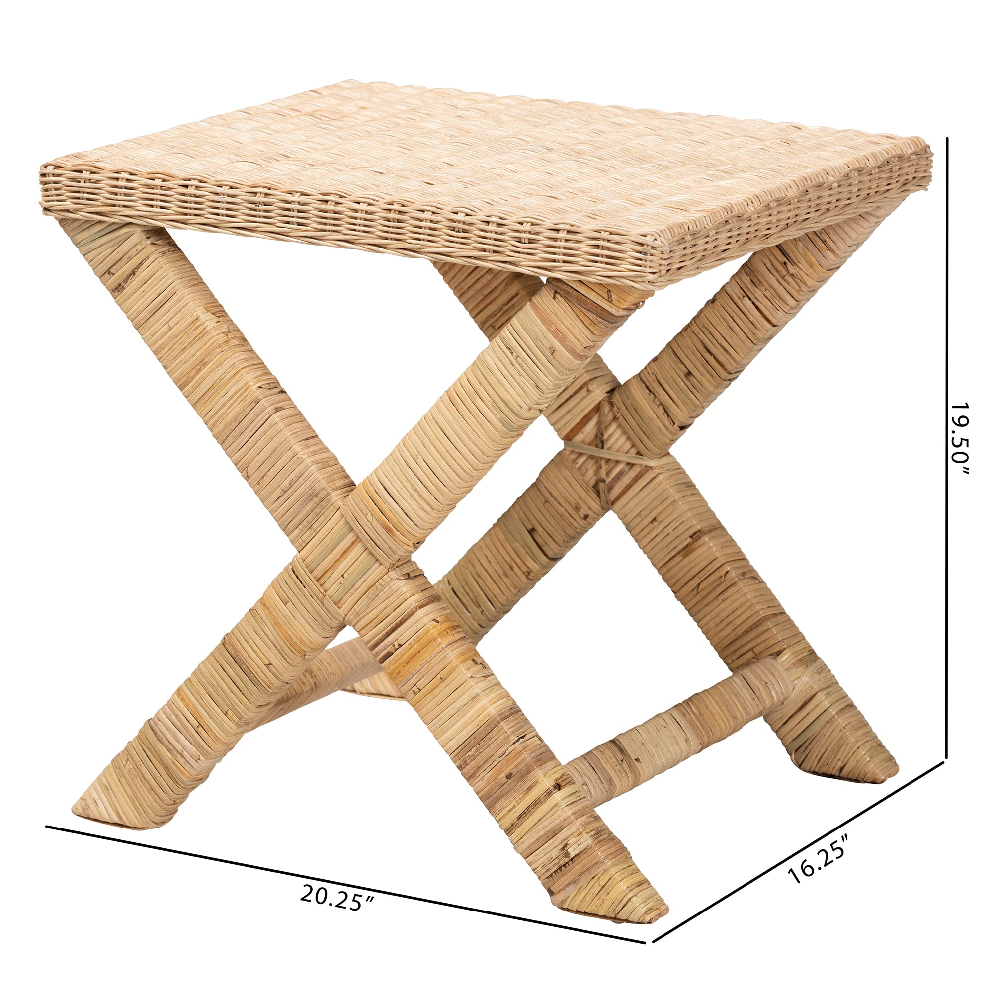 Natural Rattan Accent Bench - Handwoven Bali & Pari Style - Boho Chic Home Decor - Perfect for Living Room, Bedroom, or Patio Seating
