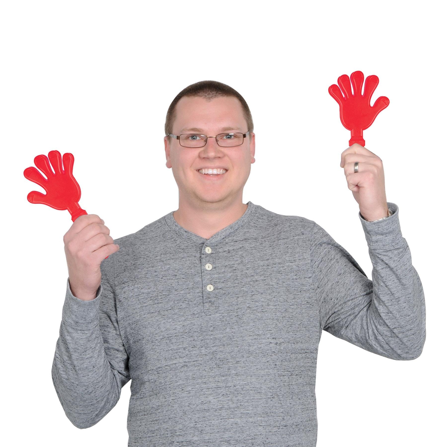 12 Pack Red Beistle Hand Party Clappers - Noisemakers for Birthday Celebrations, Sporting Events & Cheerleading - Fun Party Favors & Crowd Noise Makers