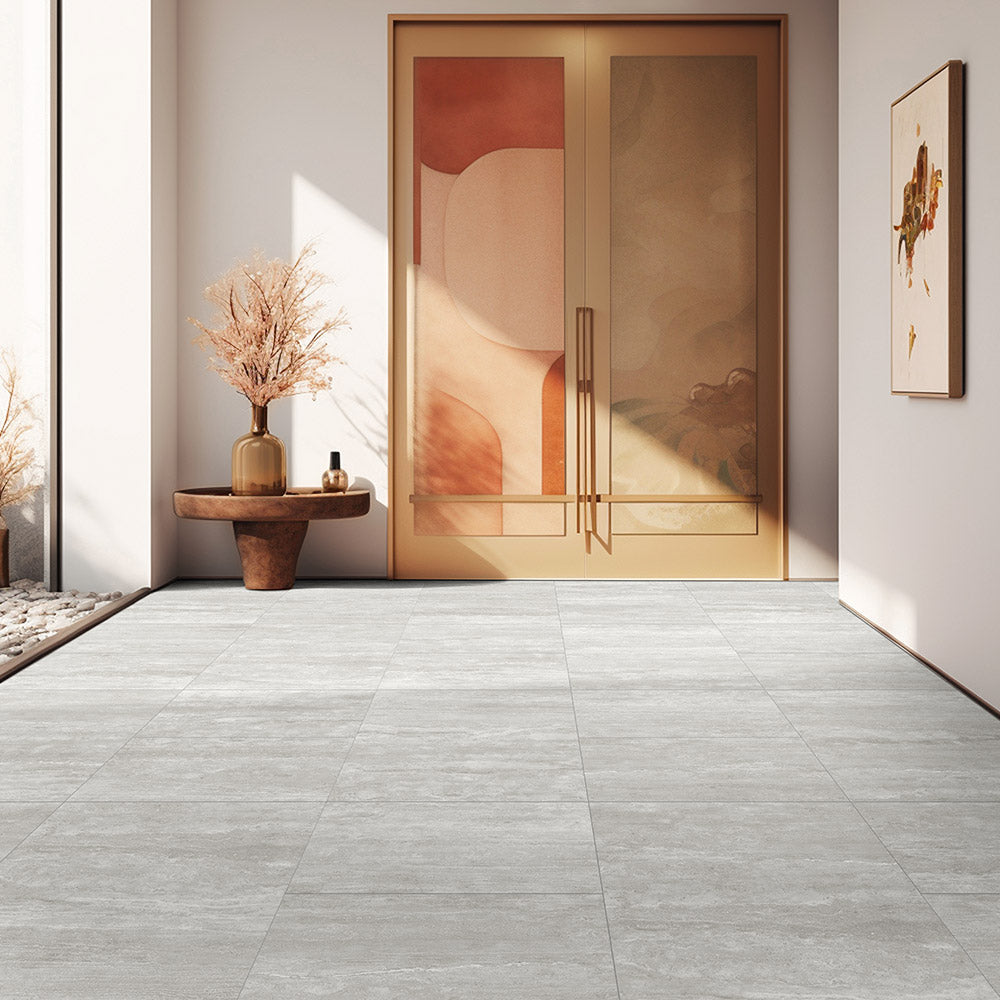 Marseille Grey 600x600 Matt Travertine Look Porcelain Tile - Premium Flooring for Living Room, Kitchen & Bathroom Renovation