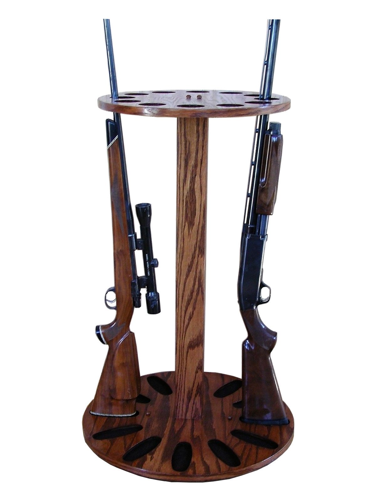 Weaver Wood Designs 12-Gun Swivel Oak Gun Rack - Premium Wooden Rifle Display Stand for Hunting & Home Security - Perfect for Gun Cabinets, Hunting Lodges & Firearm Collections