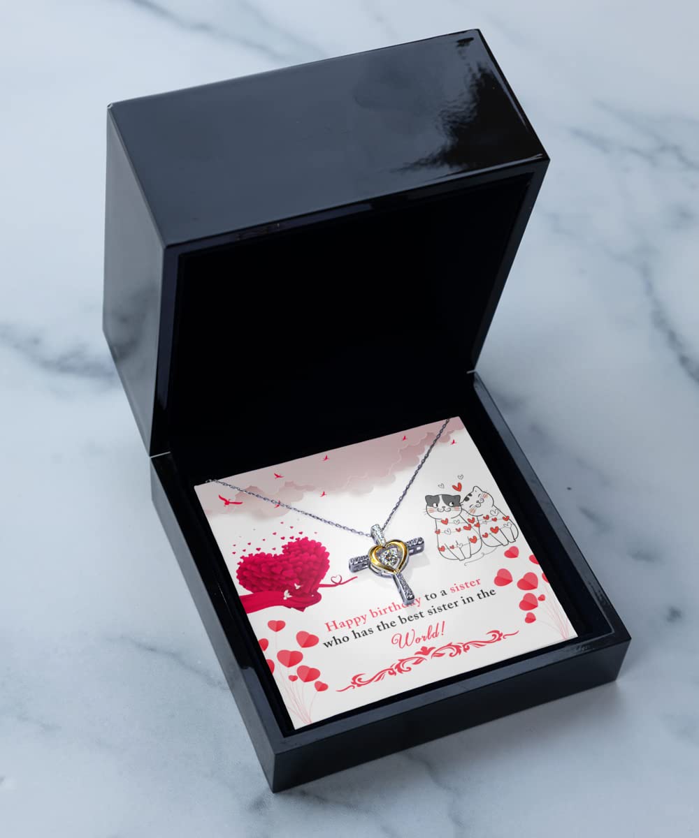 Best Sister in The World Cross Dancing Necklace - Elegant Birthday Gift for Sister | Perfect for Anniversaries, Christmas & Special Occasions