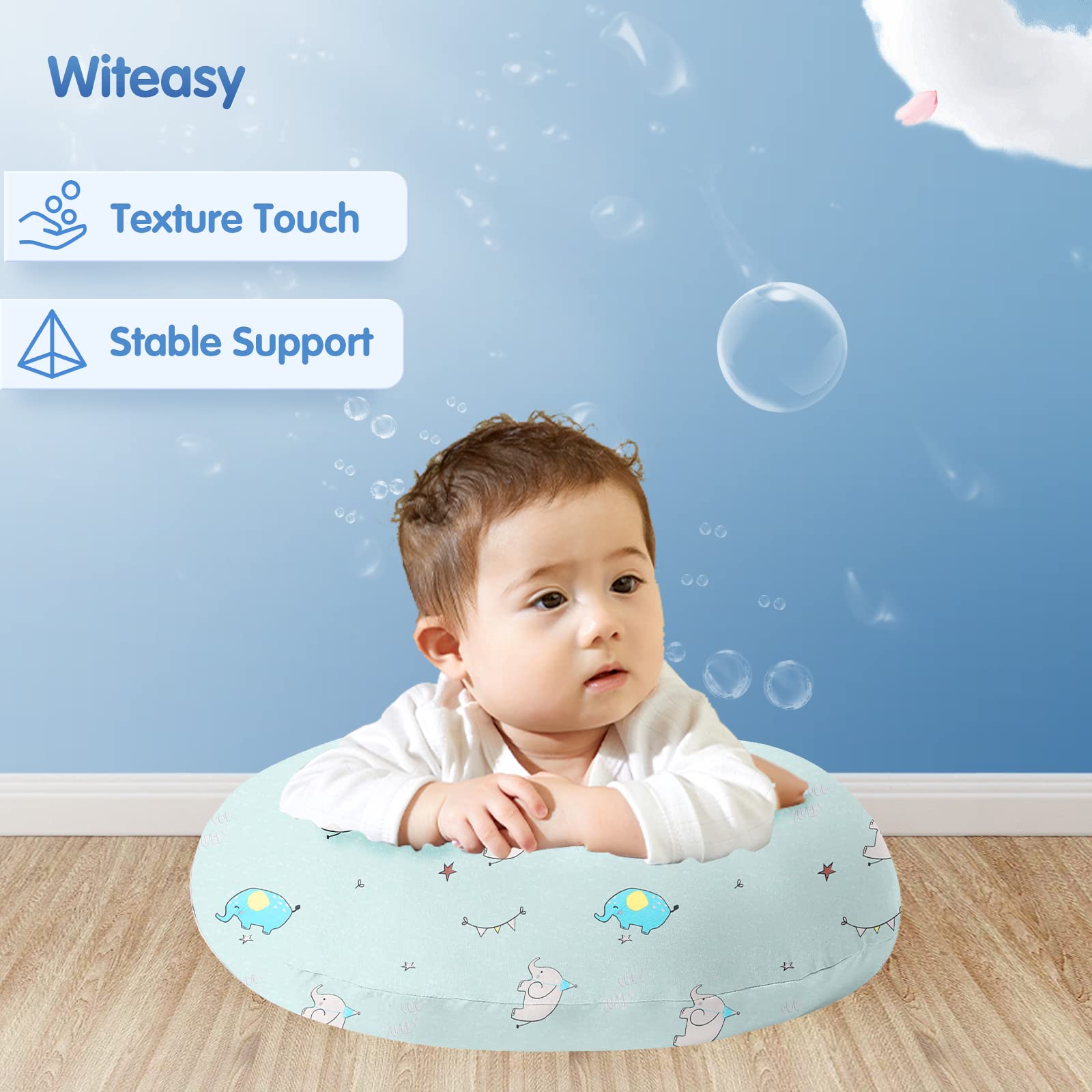 Best Nursing Pillow for Breastfeeding & Bottle Feeding - Soft Baby Feeding Pillow with Removable Washable Cover for New Moms - Comfortable Donut-Shaped Support for Baby Boys & Girls (Elephant Design) - Perfect for Home, Travel & Postpartum Recovery