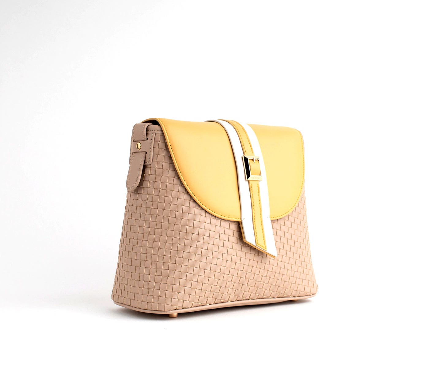 Kate Vegan Leather Basket Weave Crossbody Bag for Women | Nude Shoulder Purse | Fashionable & Eco-Friendly Handbag for Daily Use, Work & Travel