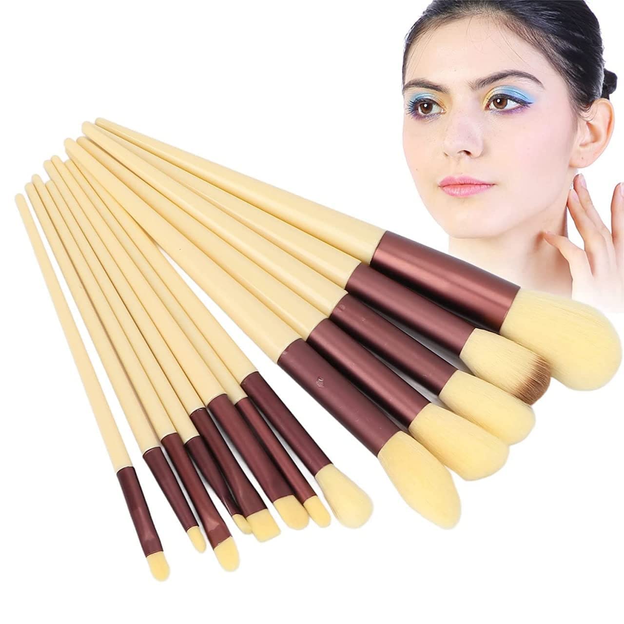 LIBAH 13-Piece Premium Synthetic Makeup Brush Set - Kabuki, Eyeshadow, Eyeliner, Blending, Face Powder & Blush Brushes | Professional Cosmetic Brush Kit for Travel & Everyday Makeup