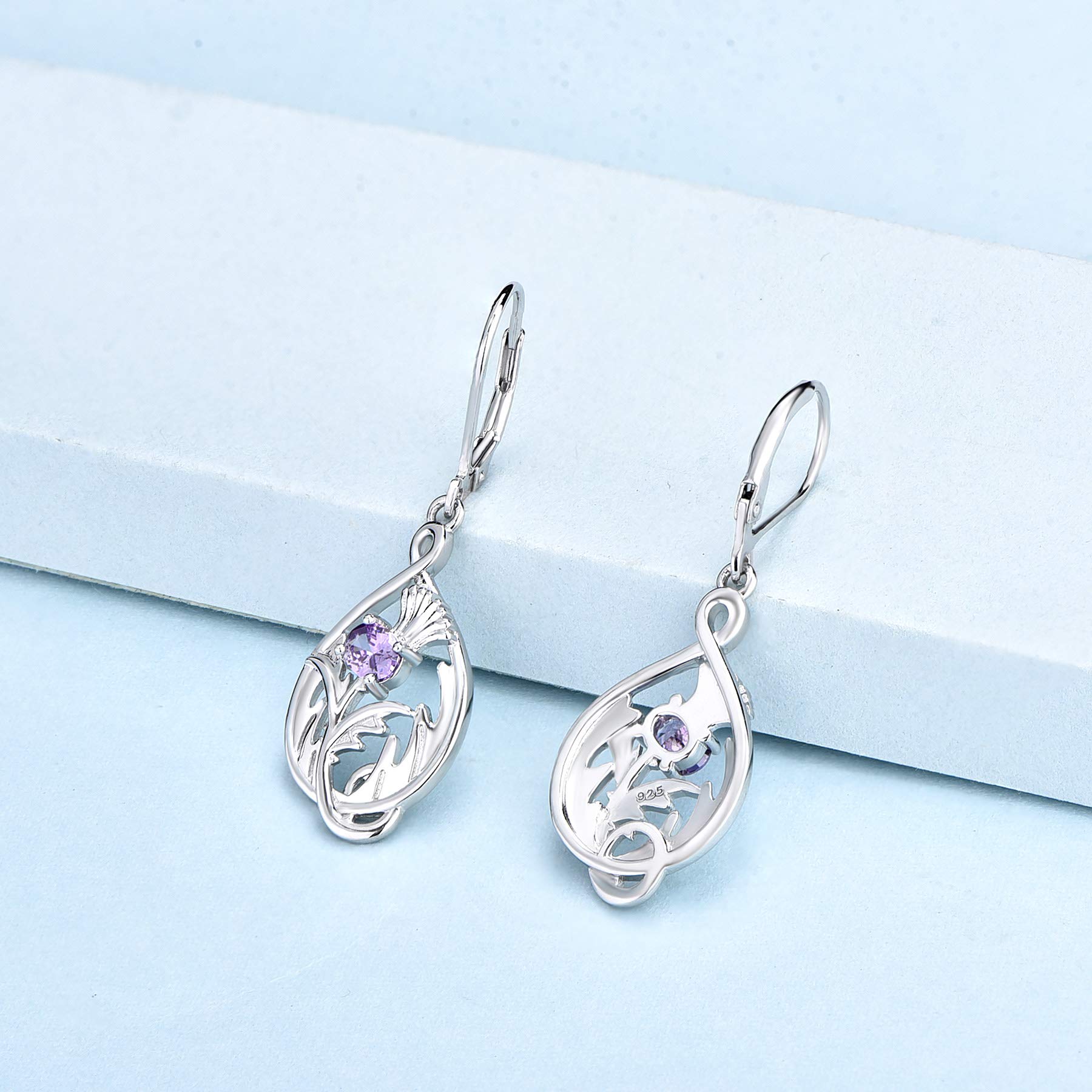 Scottish Thistle Earrings 925 Sterling Silver - Outlander Jewelry for Women, Perfect for Weddings & Parties