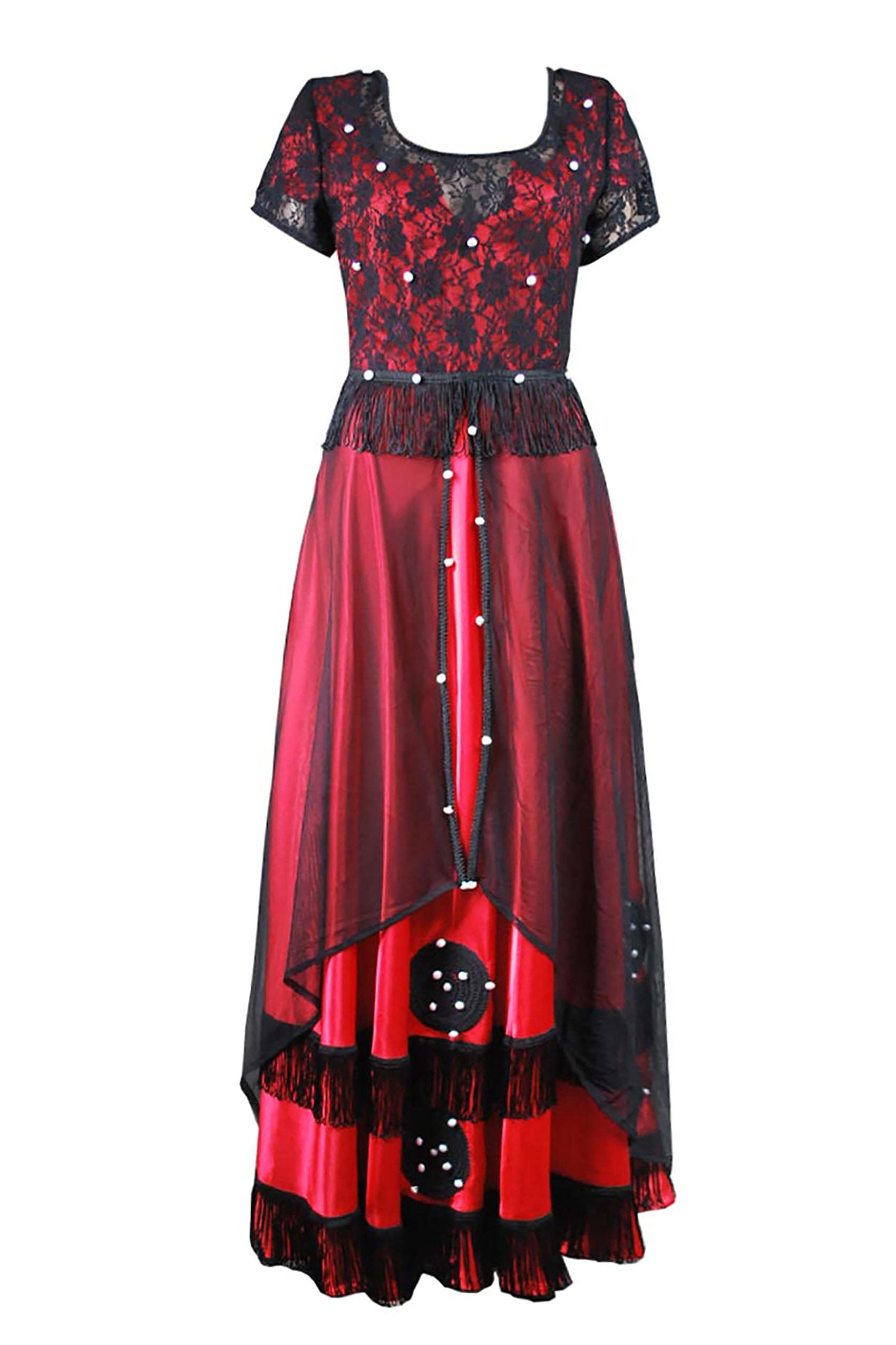 Titanic Rose DeWitt Bukater Red Lace Evening Gown - Vintage Edwardian Style Cosplay Dress for Halloween, Costume Parties & Themed Events