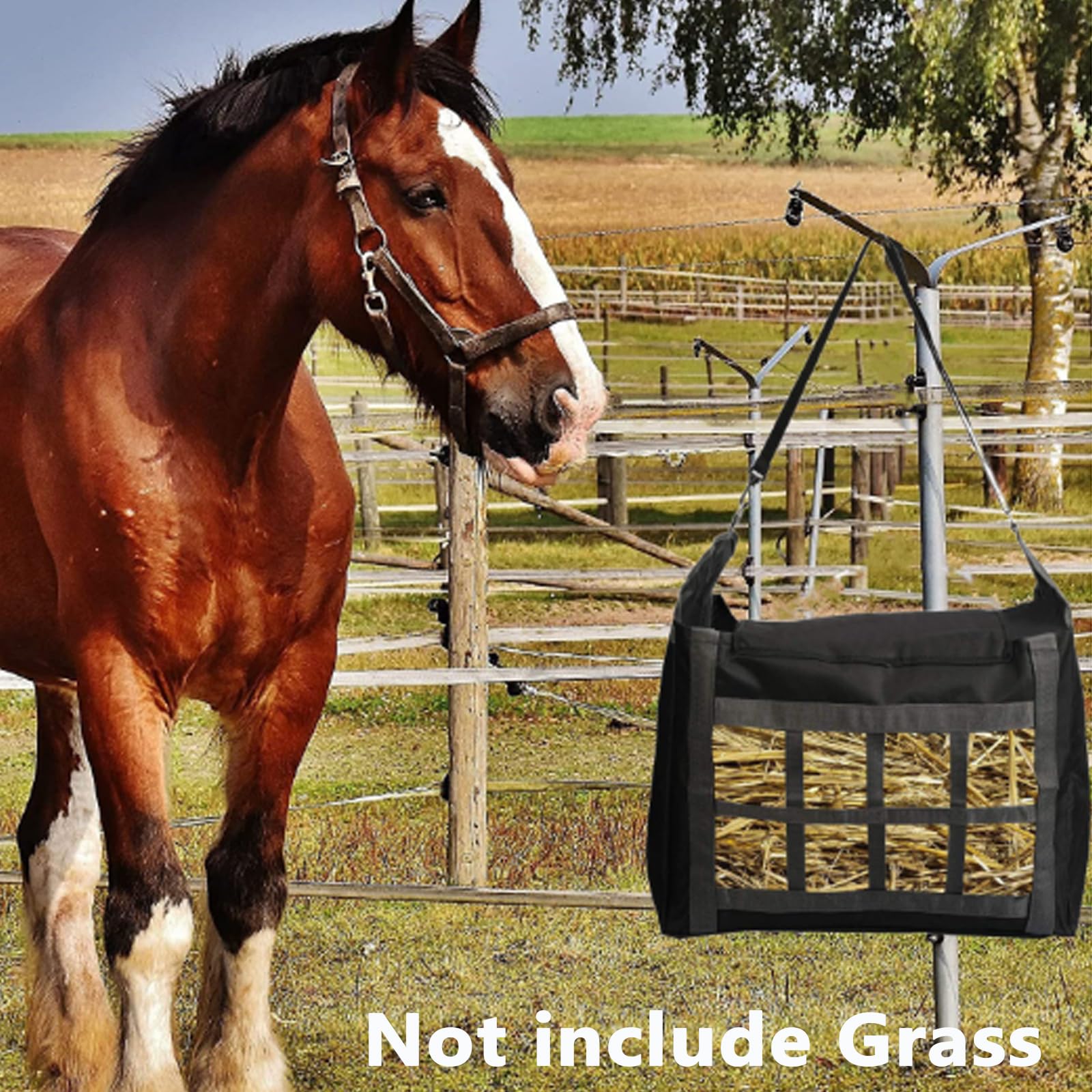 Slow Feeder Hay Bag for Horses, Donkeys & Goats - 2 Pack Durable Hay Storage Net for Camping, Travel & Stable Use - Easy Fill Design Reduces Waste & Promotes Natural Grazing