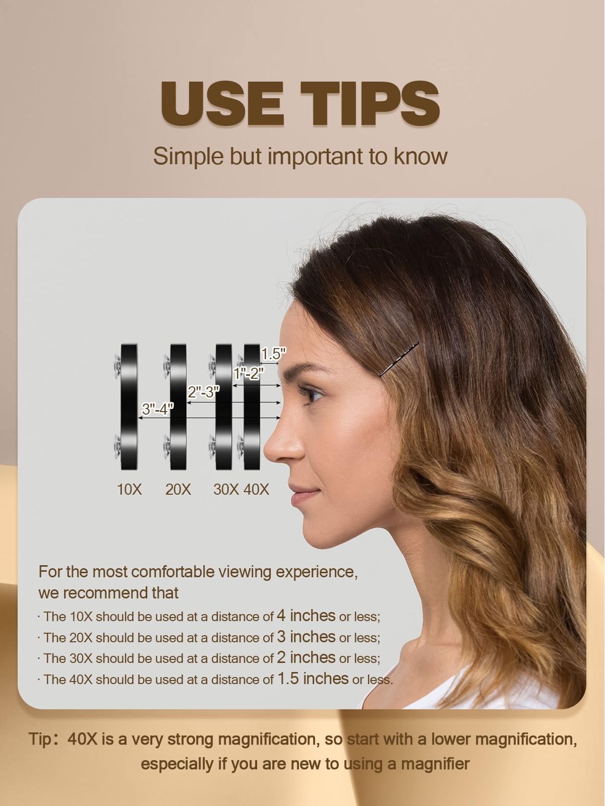 20X Magnifying Mirror with 2 Suction Cups - 3.5 Inch LED Makeup Mirror with Slant Tweezers, Black - Perfect for Eyebrow Plucking, Makeup Application & Skincare Routine