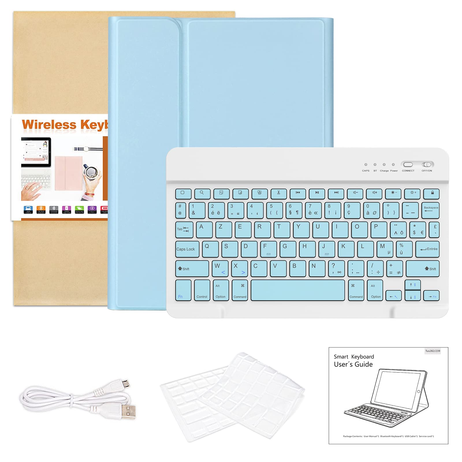 Bluetooth Keyboard Case for iPad Air 5 (2022)/Air 4 (2020)/11-inch (2024) & iPad Pro 11 (2018-2022) - Detachable French Keyboard Cover with Protective Groove | Perfect for Work, Study & Travel Typing