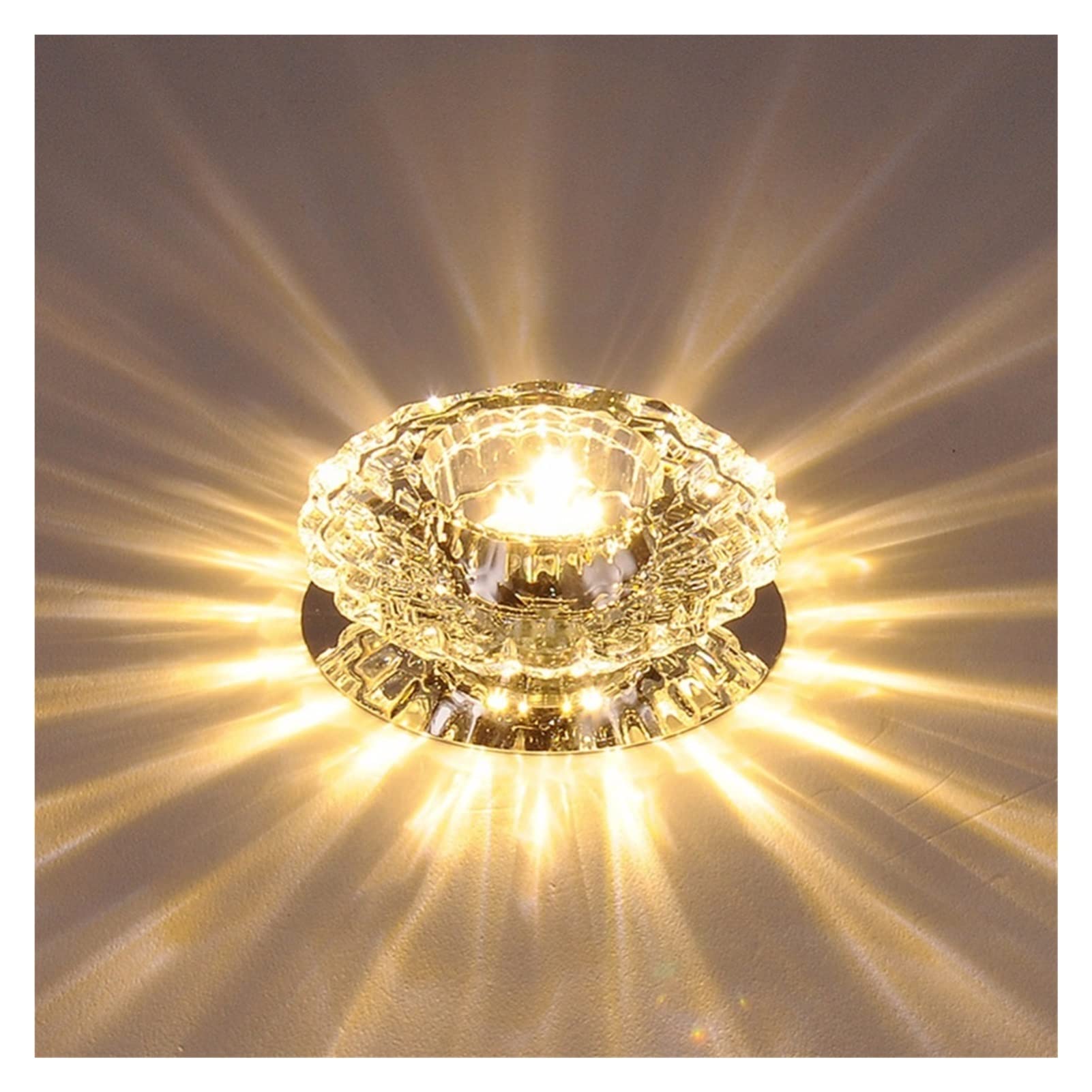 3W Modern Crystal Flush Mount LED Ceiling Light - Warm White, Energy Saving Aisle Lighting for Hallway, Balcony, Porch & Corridor - Sleek Home & Office Decoration