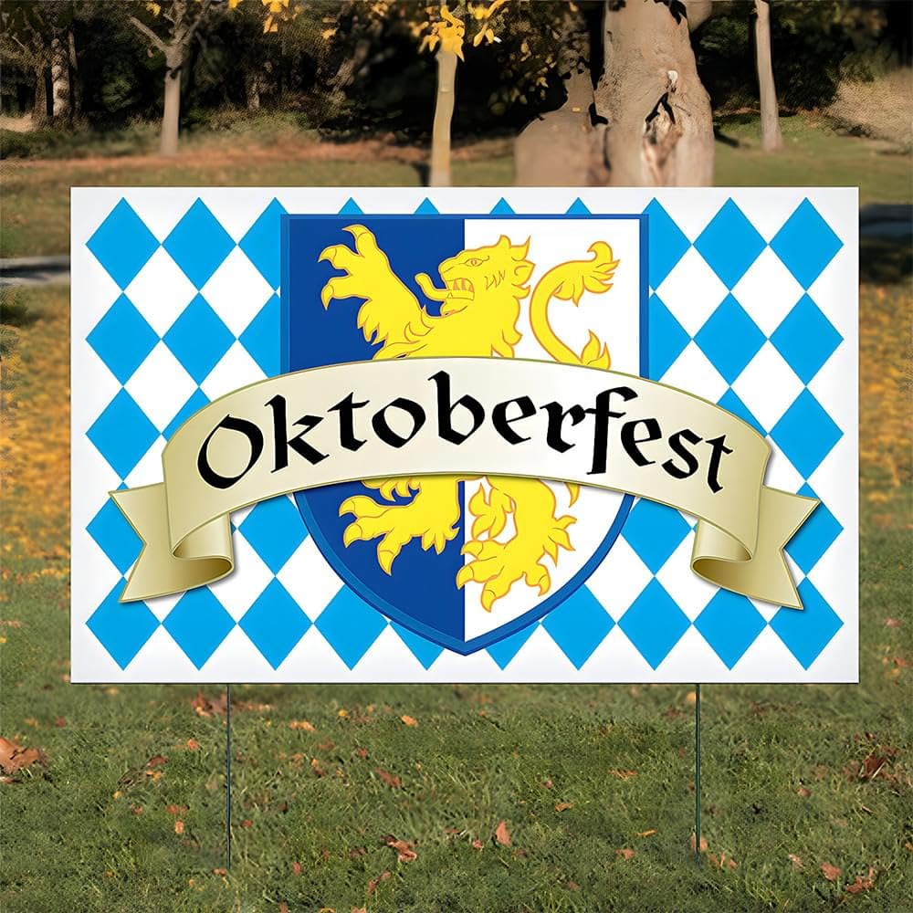 Oktoberfest Yard Sign 25.75x16.25 Inch - German Beer Festival Outdoor Decor - Durable Weatherproof Party Decoration - Perfect for Backyard Celebrations, Oktoberfest Parties & Fall Festivals