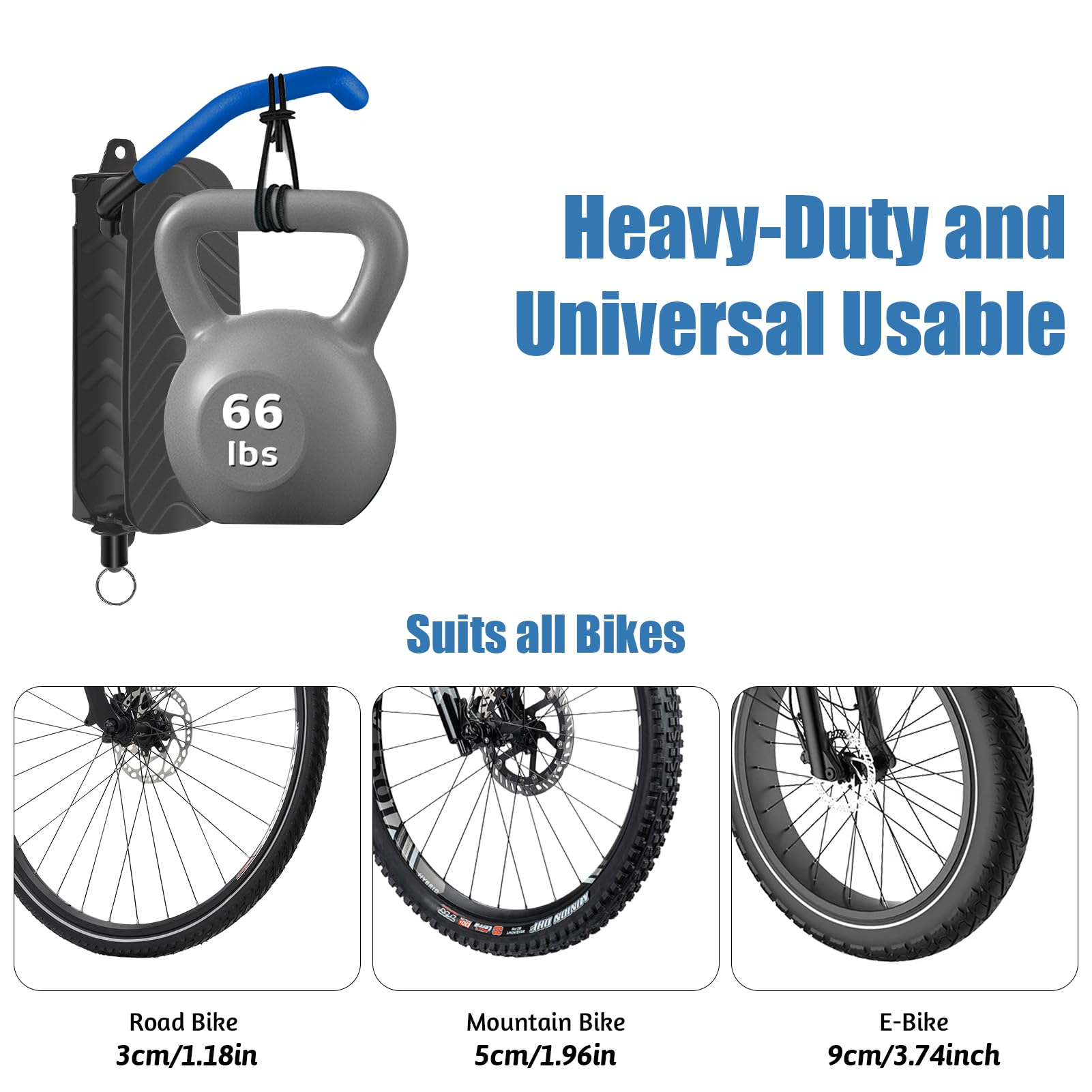 Swivel Bike Wall Mount Rack - Space Saving Garage Bike Hooks & Hangers - Vertical Storage Solution Holds Up to 70 lbs (4 Pack, Blue) - Perfect for Garage, Basement, or Apartment Bike Organization