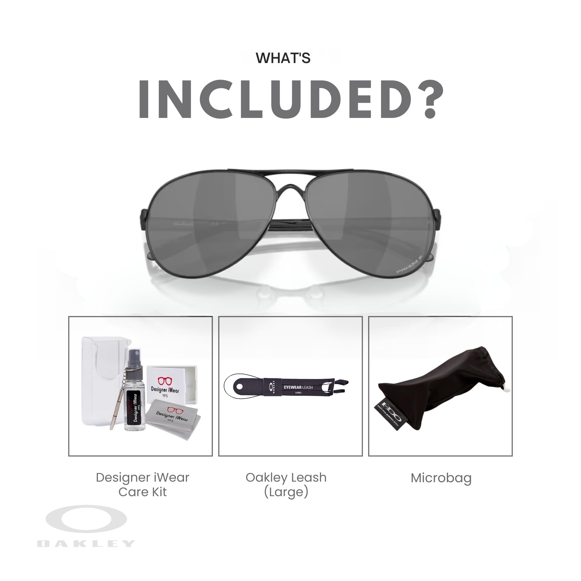 Oakley Feedback OO4079 Women's Sunglasses with Leash & Designer iWear Care Kit - Stylish UV Protection for Outdoor Sports, Beach & Driving