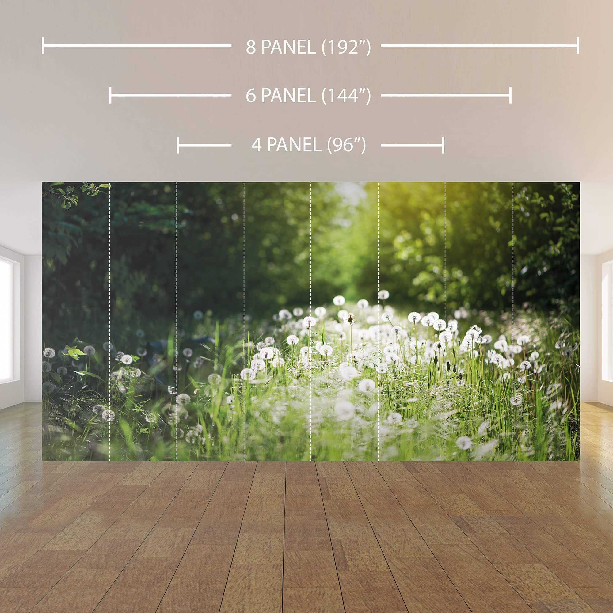 Green and White Landscape Peel and Stick Removable Wall Mural 6203 - Self-Adhesive Wallpaper for Home Decor, Bedroom, Living Room, Office
