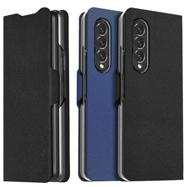 Samsung Galaxy Z Fold 3 Explosion Proof Luxury Cross Pattern Case - Premium Protection for Foldable Phones | Perfect for Business Professionals & Tech Enthusiasts