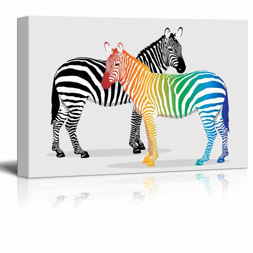 Zebra Canvas Prints Wall Art - Multi-Colored Stripes Modern Home Decor | Stretched Gallery Wrap Giclee Print Ready to Hang (32x48 inches) for Living Room, Bedroom & Office Decor
