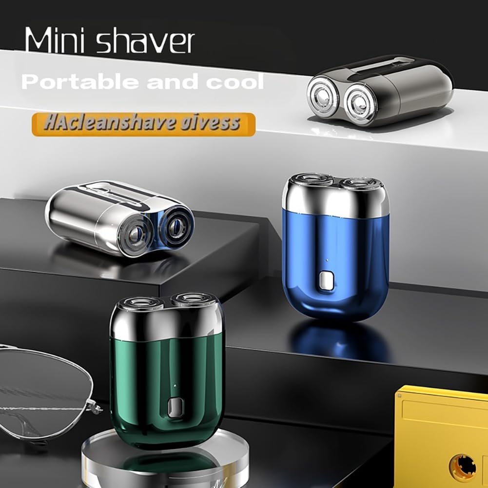 Jacooba Electric Razor for Men - Dual Head USB-C Rechargeable Waterproof Shaver - Compact Travel Razor for Smooth Shaving - Perfect for Home, Travel & Gym Use (Silver)