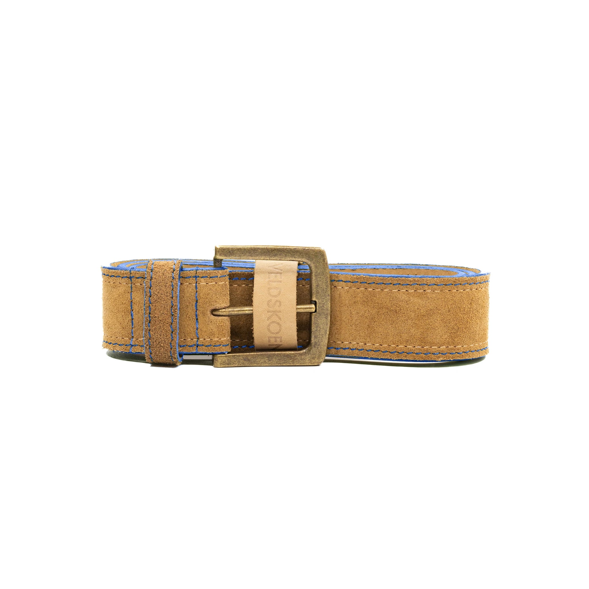 J Bay Men's 40mm Genuine Leather Belt with Blue Stitching - Classic Casual & Business Dress Accessory for Office, Wedding & Everyday Wear