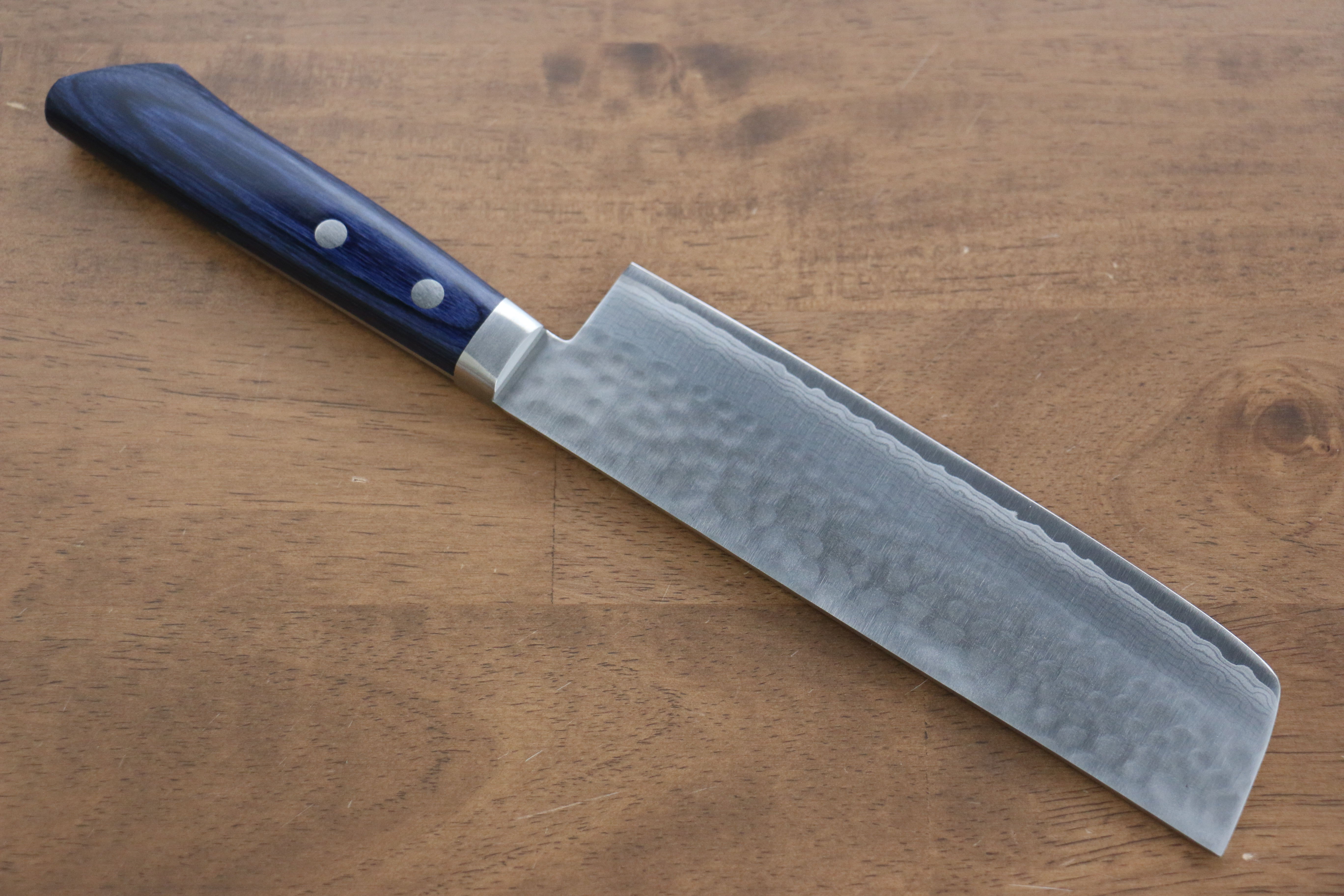 Premium Kunihira Kokuryu VG10 Hammered Usuba Knife 165mm - Japanese Blue Pakka Wood Handle - Professional Chef Knife for Sushi, Vegetables & Precision Cutting
