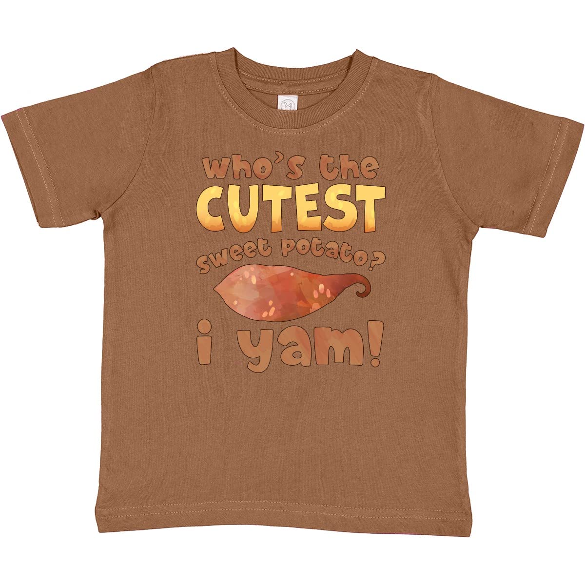 Inktastic Funny Toddler T-Shirt - 'Who's The Cutest Sweet Potato I Yam' Cute Baby Shirt | Perfect for Playdates, Birthday Parties & Family Photos