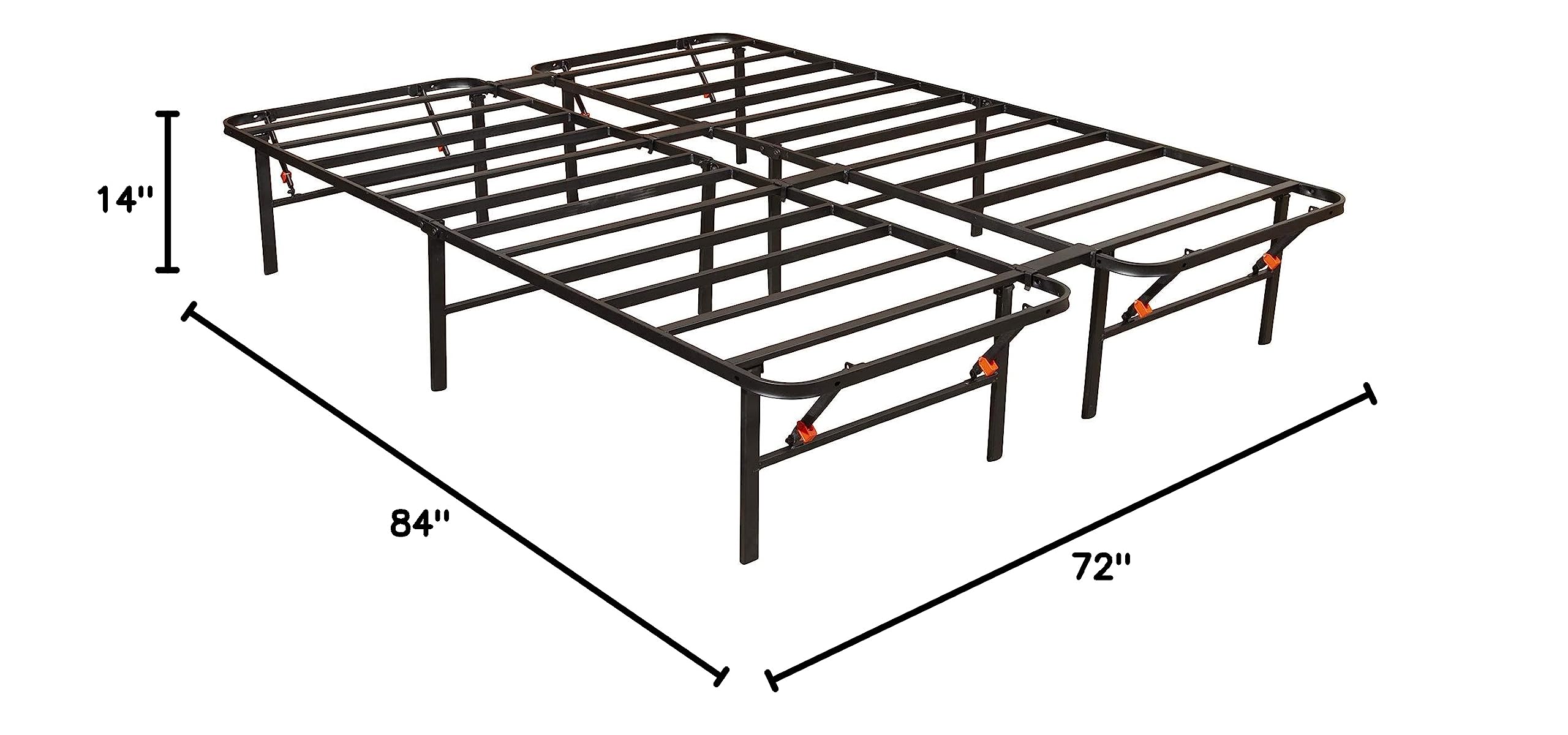 Hollywood Bed Frame - Sturdy Platform Bed Base with Metal Slats, Black - Perfect for Modern Bedrooms & Guest Rooms