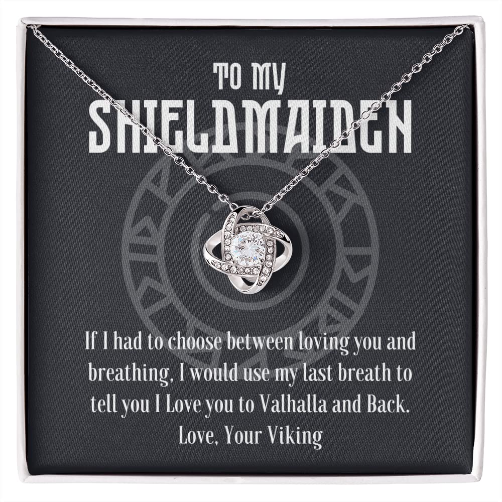 Viking Shield Maiden Necklace - Norse Jewelry Gift for Women with Engraved Message Card & Velvet Gift Box - Perfect for Birthdays, Anniversaries & Viking Lovers