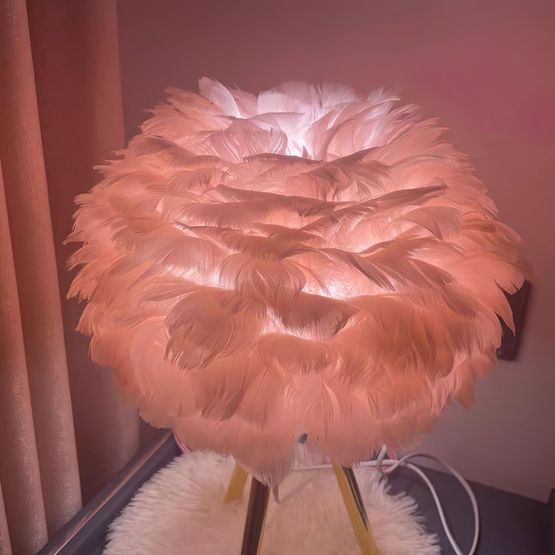 Elegant Goose Feather Table Lamp - Soft Warm White Light for Bedroom, Living Room & Office Decor - Perfect for Cozy Nights & Relaxing Ambience