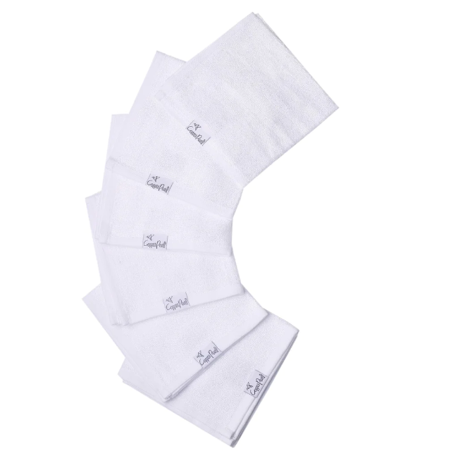 Premium Copper Pearl Washcloth Set - Ultra Soft & Absorbent Baby Wash Cloths (White, 6-Pack) - Gentle for Newborn Skin, Perfect for Bath Time & Sensitive Care