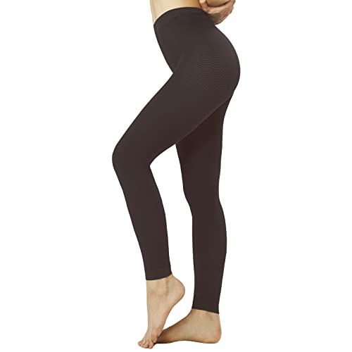 Solidea Silver Wave Micro Massage Compression Legging for Women - Mocha XXL - High Waist Tummy Control Workout Leggings for Running, Yoga & Gym