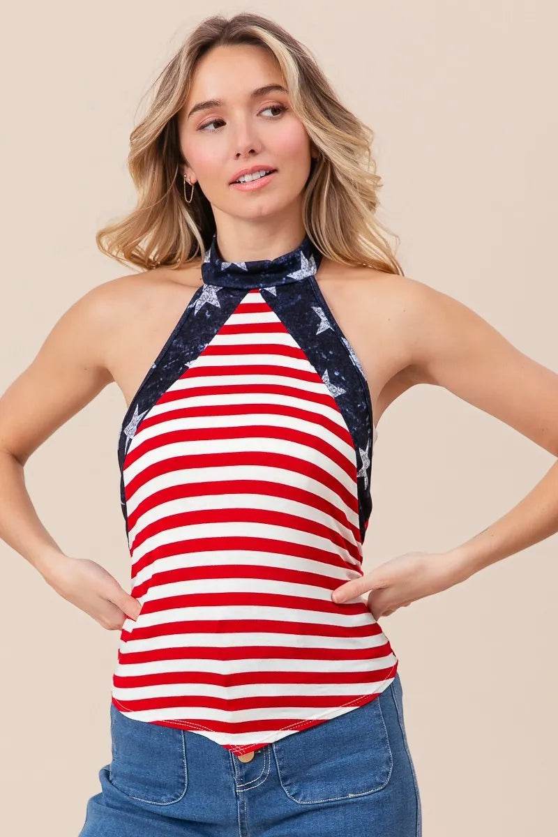 Bibi Striped Halter Neck Jersey Dress with Tie Back - Trendy Summer Outfit for Beach, Party & Casual Wear