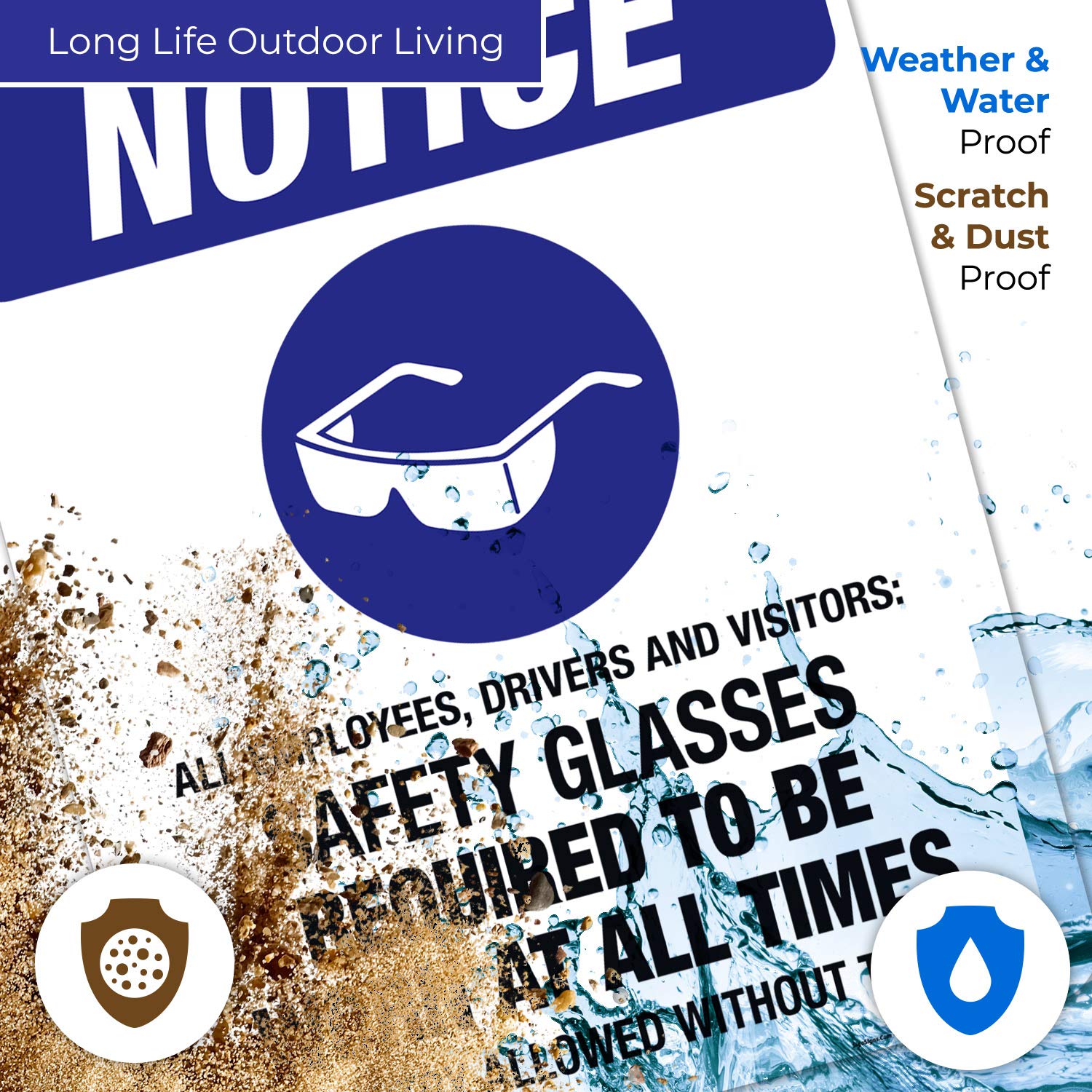 OSHA Compliant Safety Glasses Sign - 24x30 Inch Rustproof Aluminum Workplace Safety Sign | Durable Indoor/Outdoor Use for Construction Sites, Factories & Industrial Areas | Made in USA | Ideal for Hazard Zones, Warehouses, Manufacturing Facilities & Employee Safety Awareness