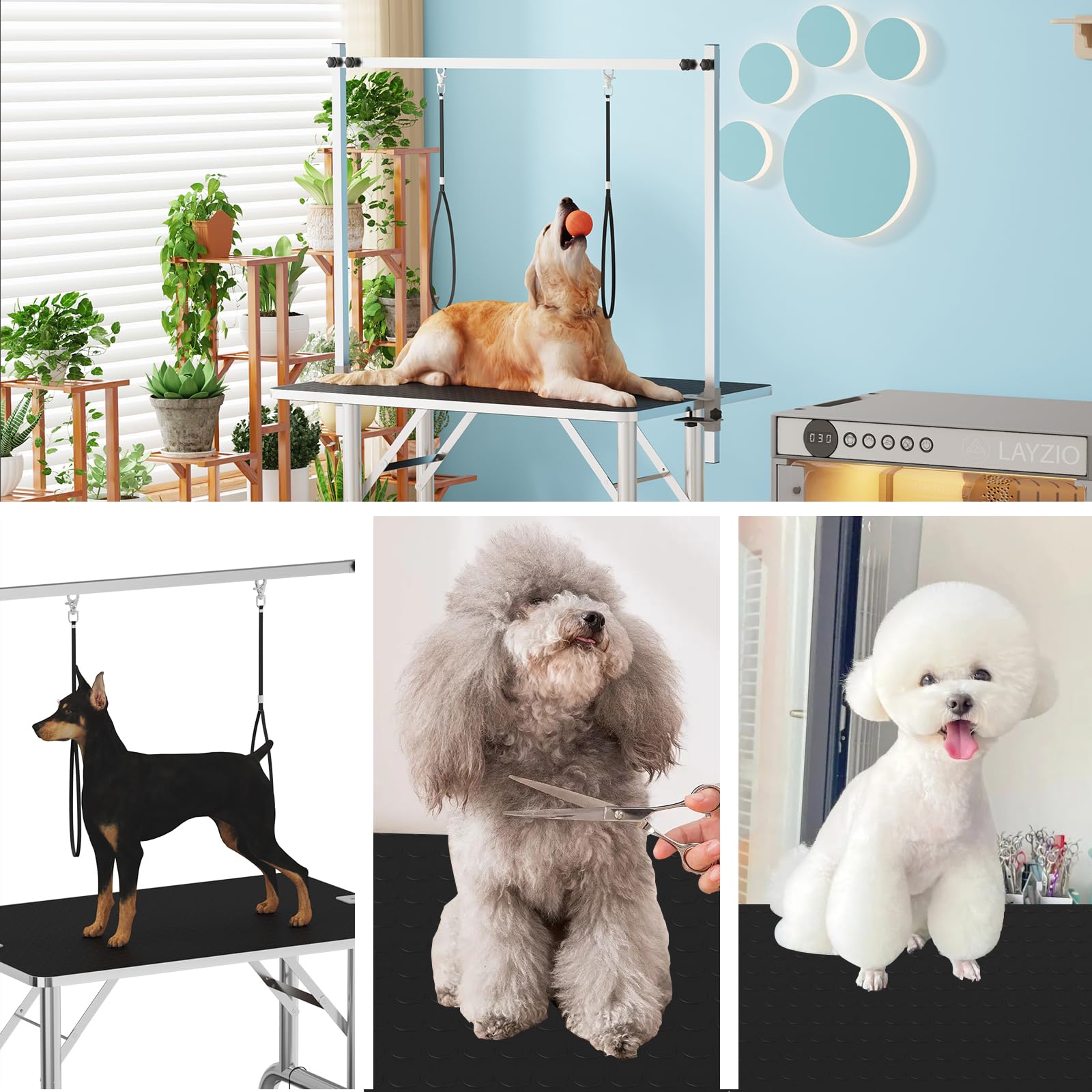GARVEE 36 Inch Heavy Duty Pet Grooming Table for Dogs & Cats - Professional Grooming Station with Adjustable Arm, Noose & Mesh Tray - Supports Up to 330lbs - Perfect for Home & Professional Pet Salons (Black)