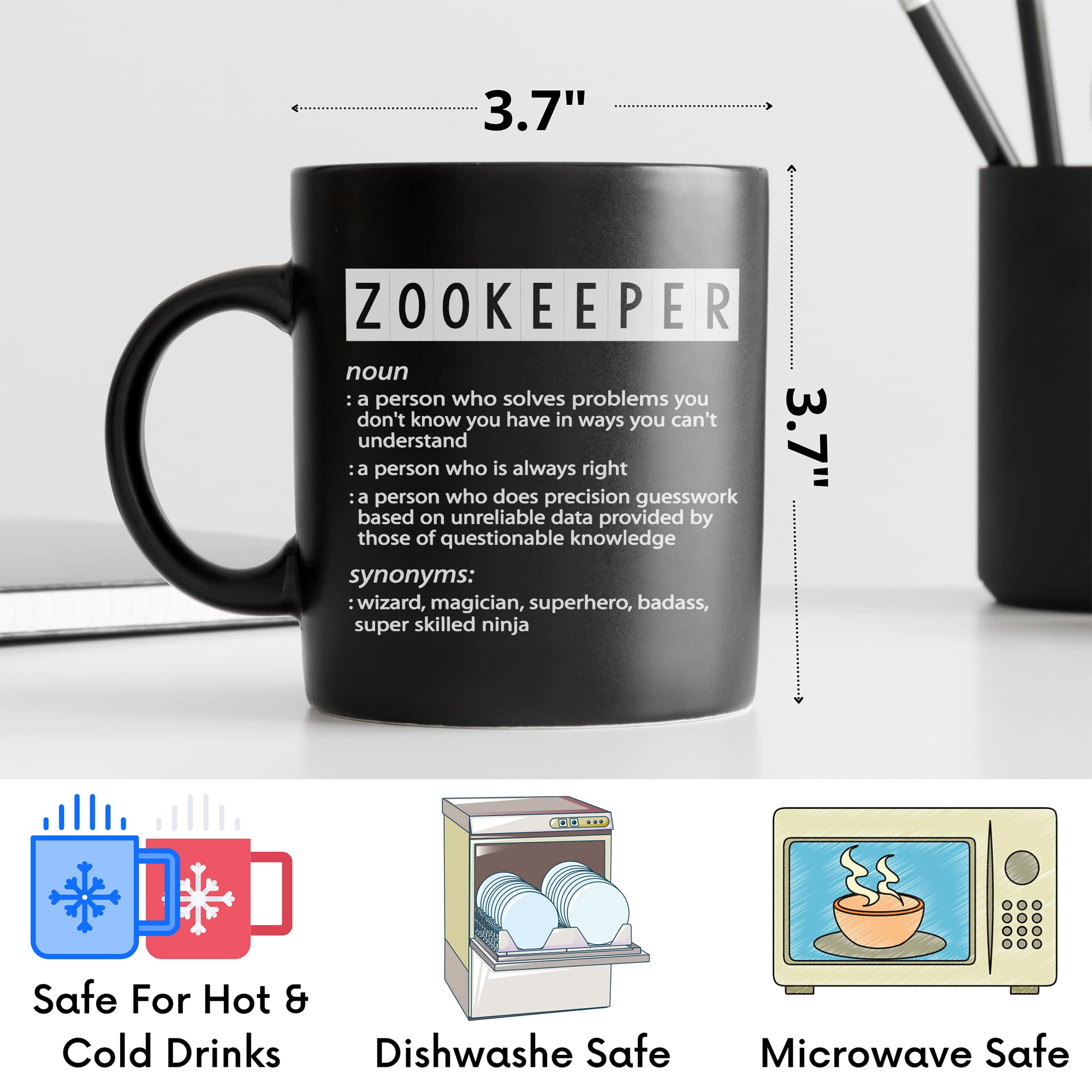 Funny Zookeeper Definition Mug - 11Oz Black Coffee Cup with Humorous Zoo Keeper Quote | Perfect Gift for Animal Lovers & Zoo Enthusiasts