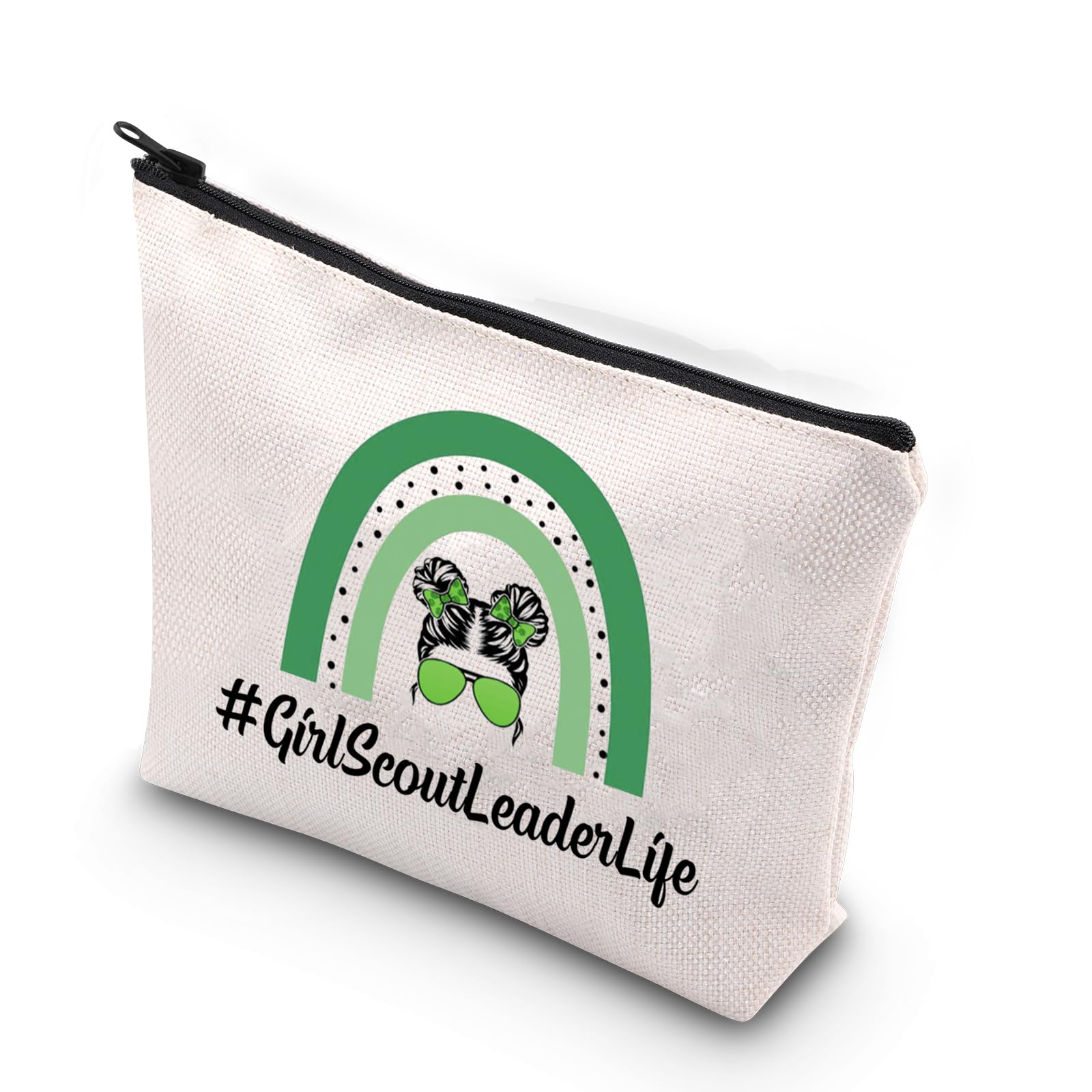 Scout Leader Gift - Zipper Pouch Makeup Bag for Girl Scout Leaders | Durable & Stylish Beige Organizer | Perfect for Camping, Meetings & Travel Accessories