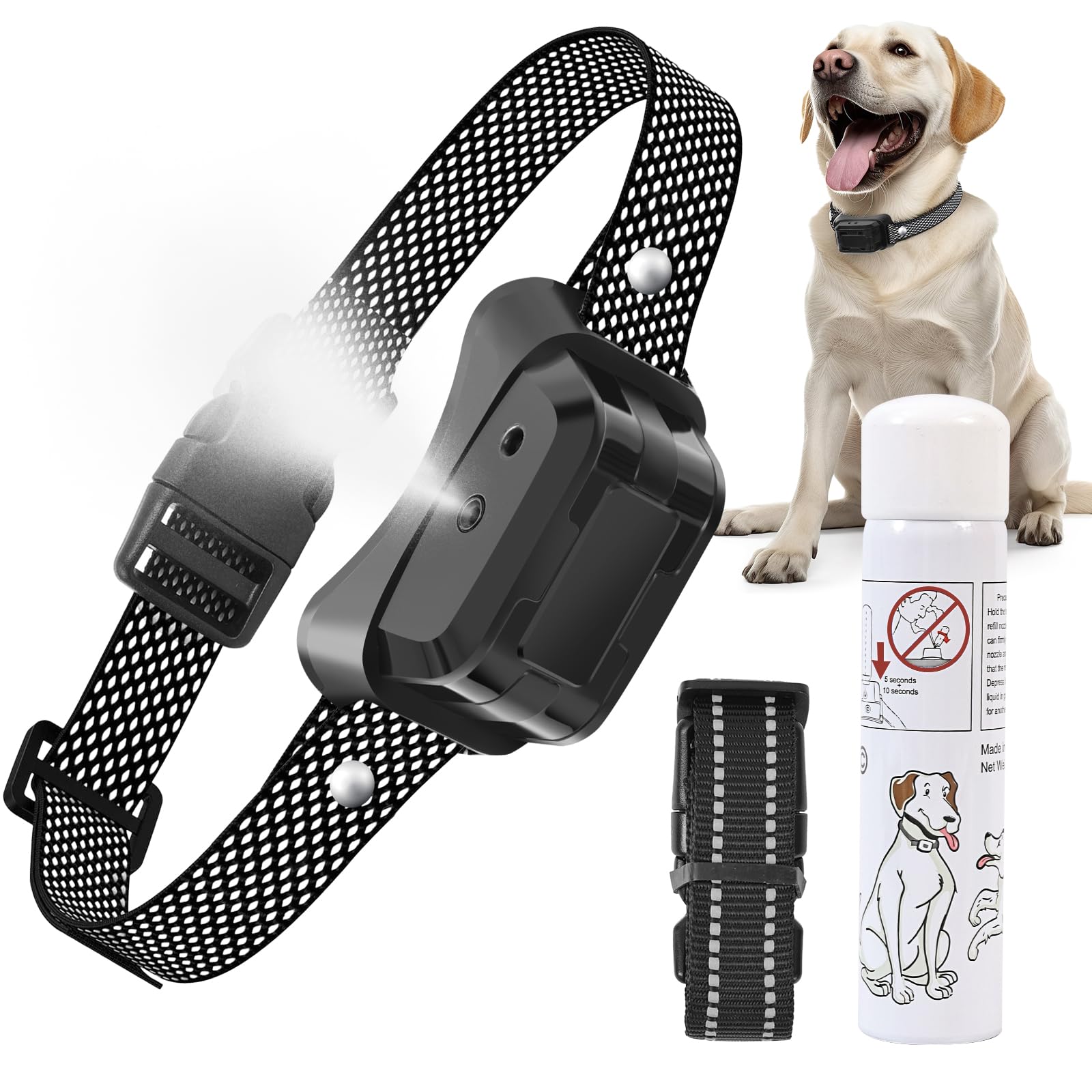 Citronella Anti-Bark Collar for Dogs - Adjustable Spray & Sensitivity Levels with 1 Refill - No Shock Automatic Bark Control for Small, Medium & Large Dogs - Perfect for Training, Outdoor Use & Noise Reduction