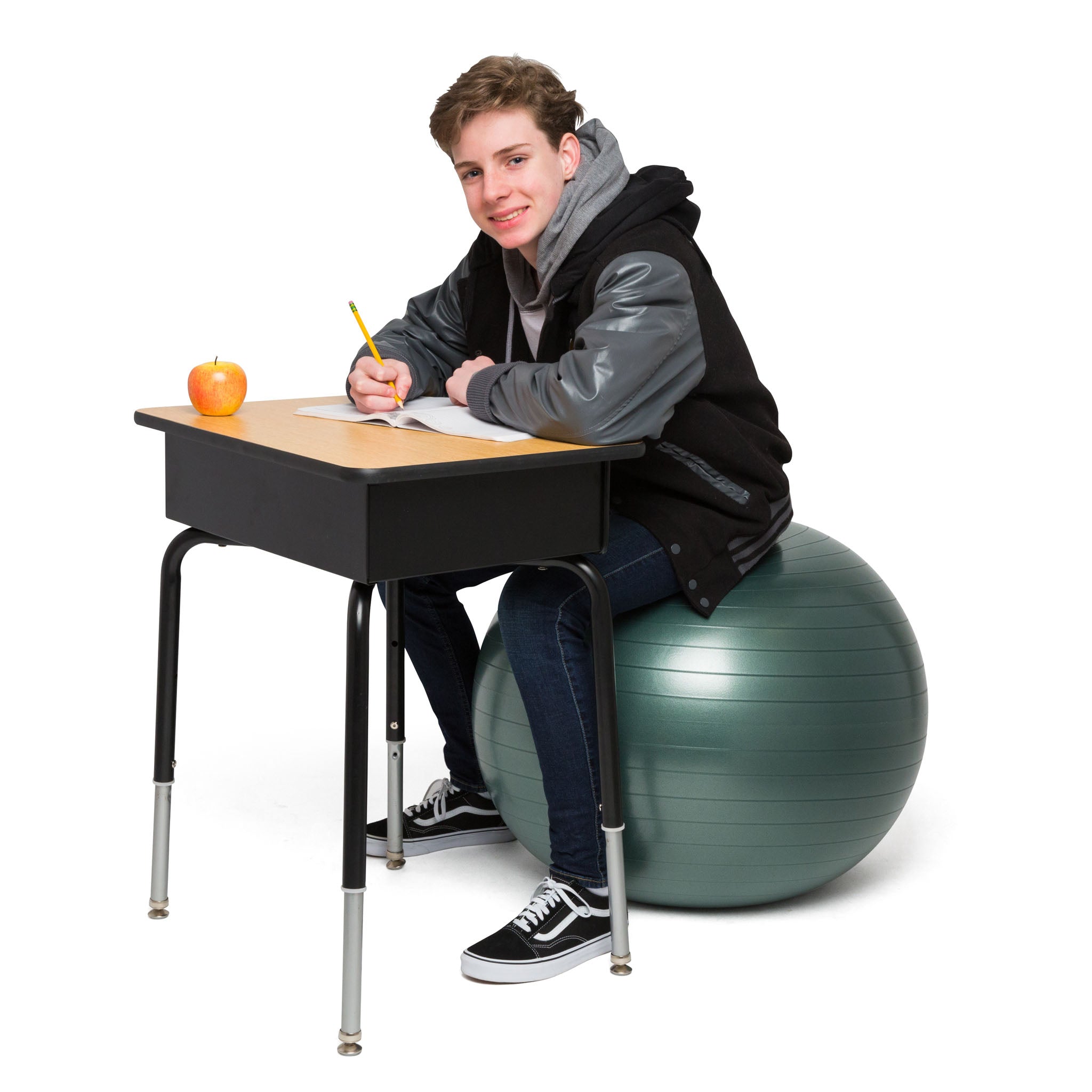 Bouncyband 65cm Balance Ball Chair - Dynamic Dark Gray Stability Ball Seat for Active Sitting, Office, Classroom & Home Use