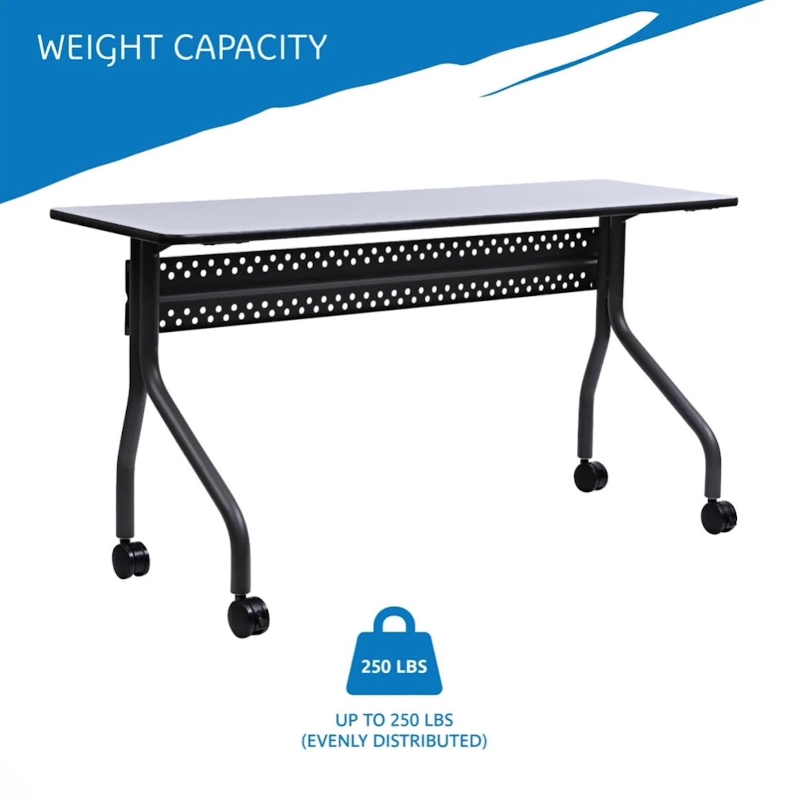 Iceberg OfficeWorks Mobile Training Table with Wheels - Gray & Charcoal - 18