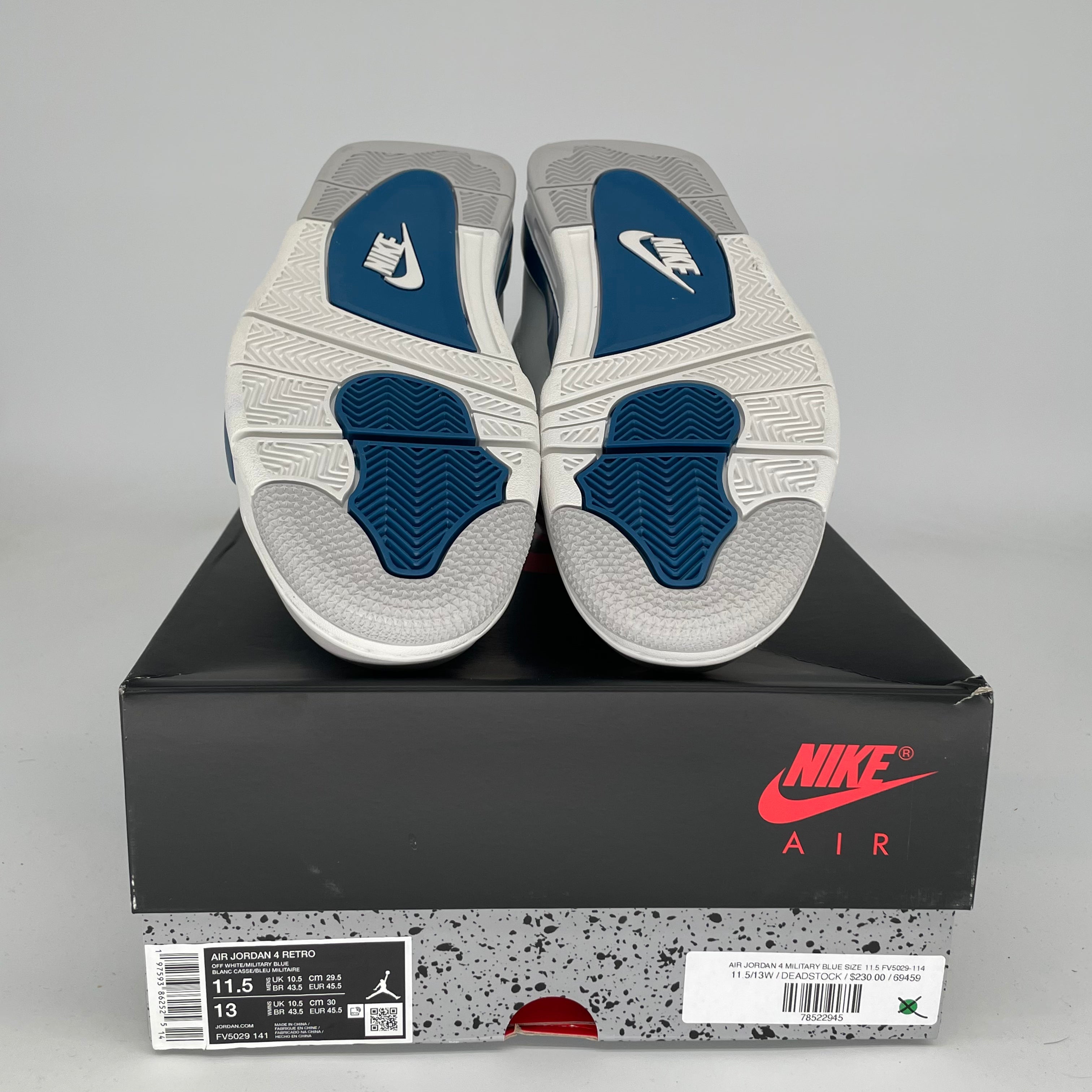 Original Air Jordan 4 Retro 'Military Blue' Men's Basketball Shoes Size 11.5 - FV5029-141 | Classic Sneakers for Streetwear, Sports & Casual Outfits
