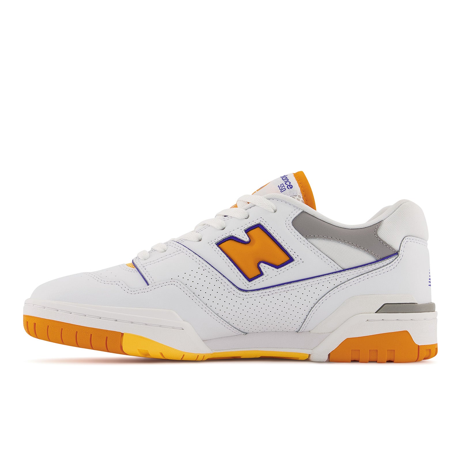 New Balance Men's 550 Lakers Basketball Shoes - White/Vibrant Orange/Purple Colorway | Retro Sneakers for Streetwear & Casual Outfits | Perfect for Basketball, Gym & Everyday Wear