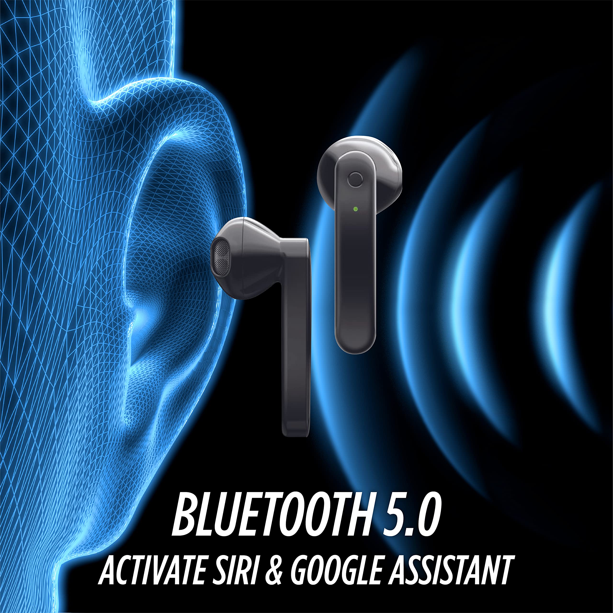 Coby True Wireless Earbuds with Active Noise Cancellation - Bluetooth 5.0 Headphones, Auto Pairing, Wireless Charging Case, IPX6 Waterproof, Built-in Mic for Calls | Perfect for Gym, Running, Travel & Work (Black)