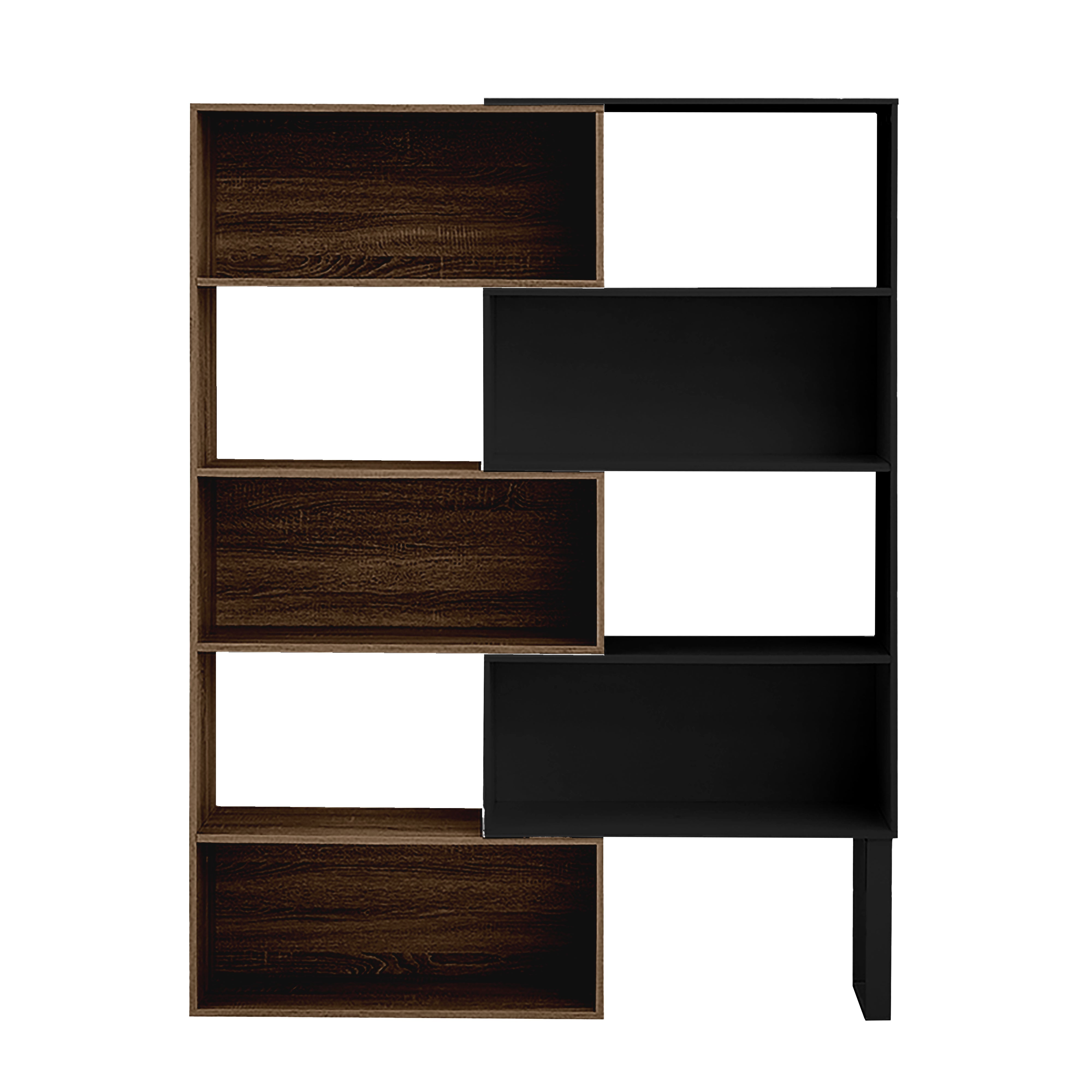 Criterion 180cm Dark Oak Black Accord Bookcase - Modern Wooden Bookshelf for Living Room, Home Office & Library Storage