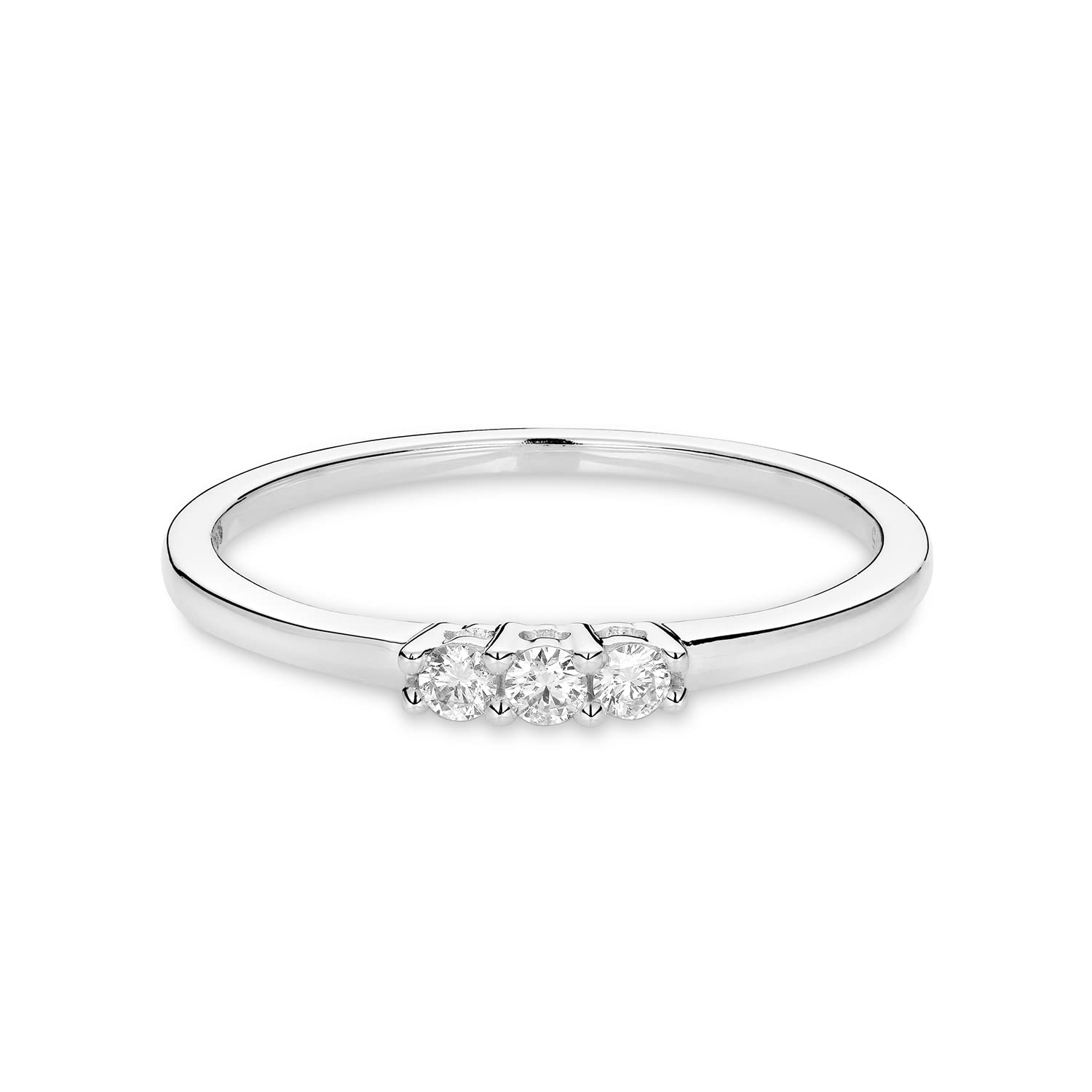Miore 0.09 Carat Natural Diamond Engagement Ring in 9ct White Gold, Solid Gold Wedding Band for Women - Elegant Jewelry Gift with Free Jewelry Box | Perfect for Proposals, Anniversaries & Special Occasions