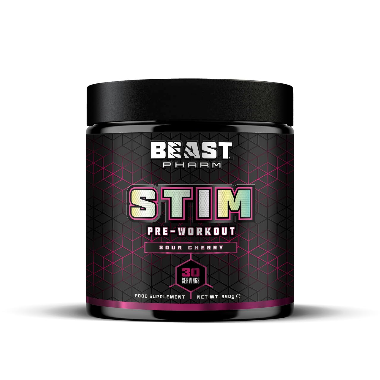 Beast Pharm STIM Pre Workout Powder 390g - Sour Cherry Flavor | Energy & Focus Booster for Gym, Fitness & Bodybuilding | Pre-Workout Supplement for Men & Women