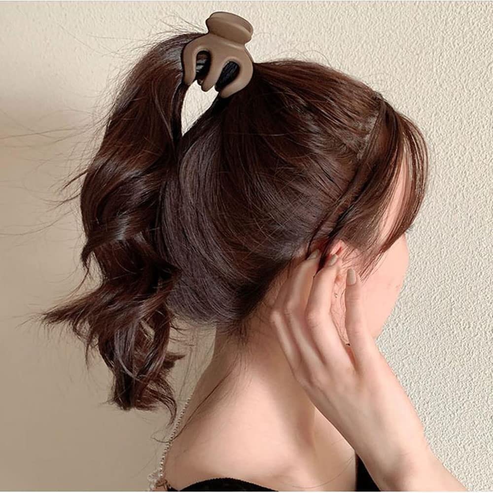 Strong Plastic Hair Claw Clips for Women - 6pcs Set (3.5cm) for Thick, Thin, Straight, Curly & Wavy Hair - Black & Brown Hair Accessories - Perfect for Ponytails, Buns & Everyday Styling