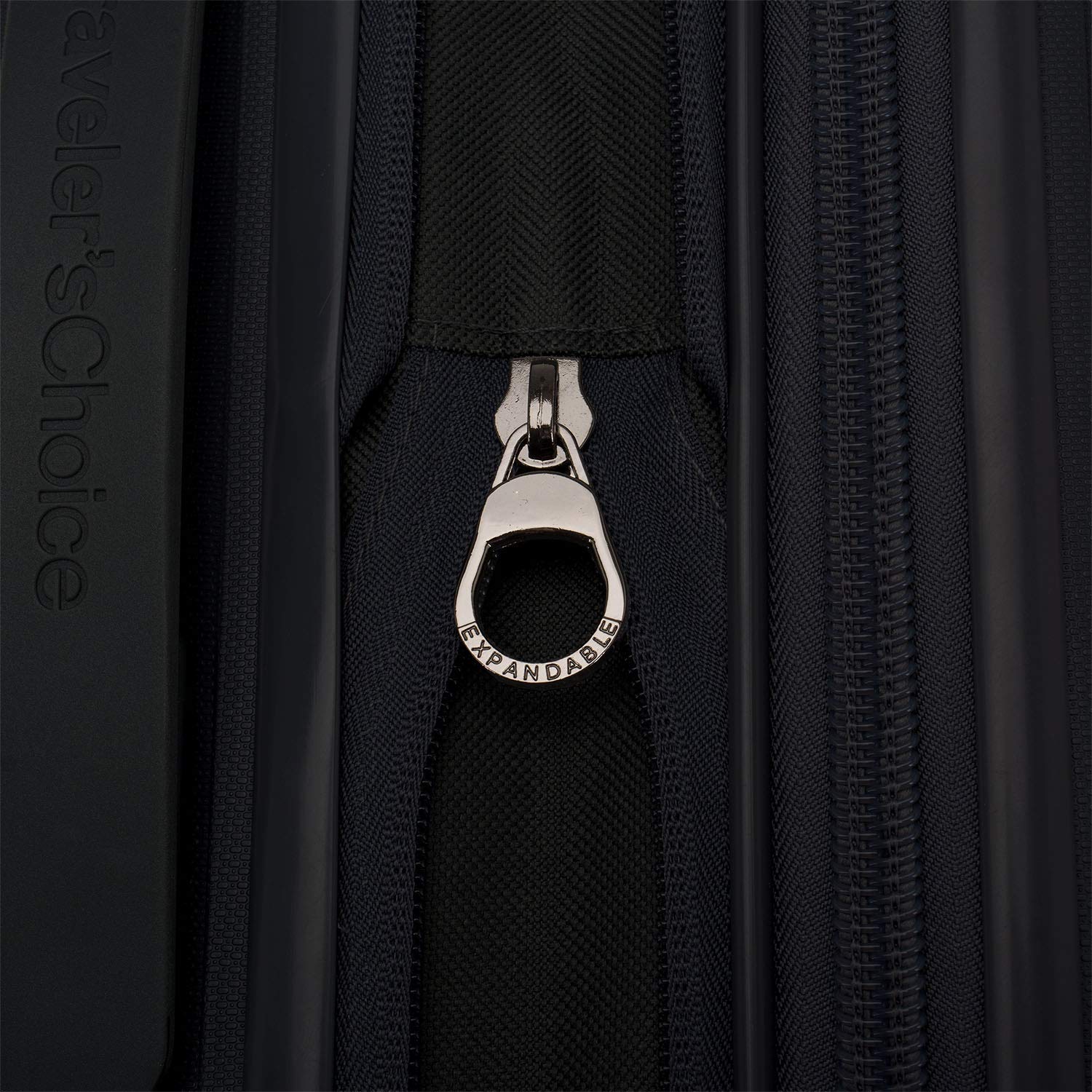 Traveler's Choice Pagosa Durable Expandable Hardshell Spinner Suitcase - Black Check-in Luggage for Air Travel & Business Trips