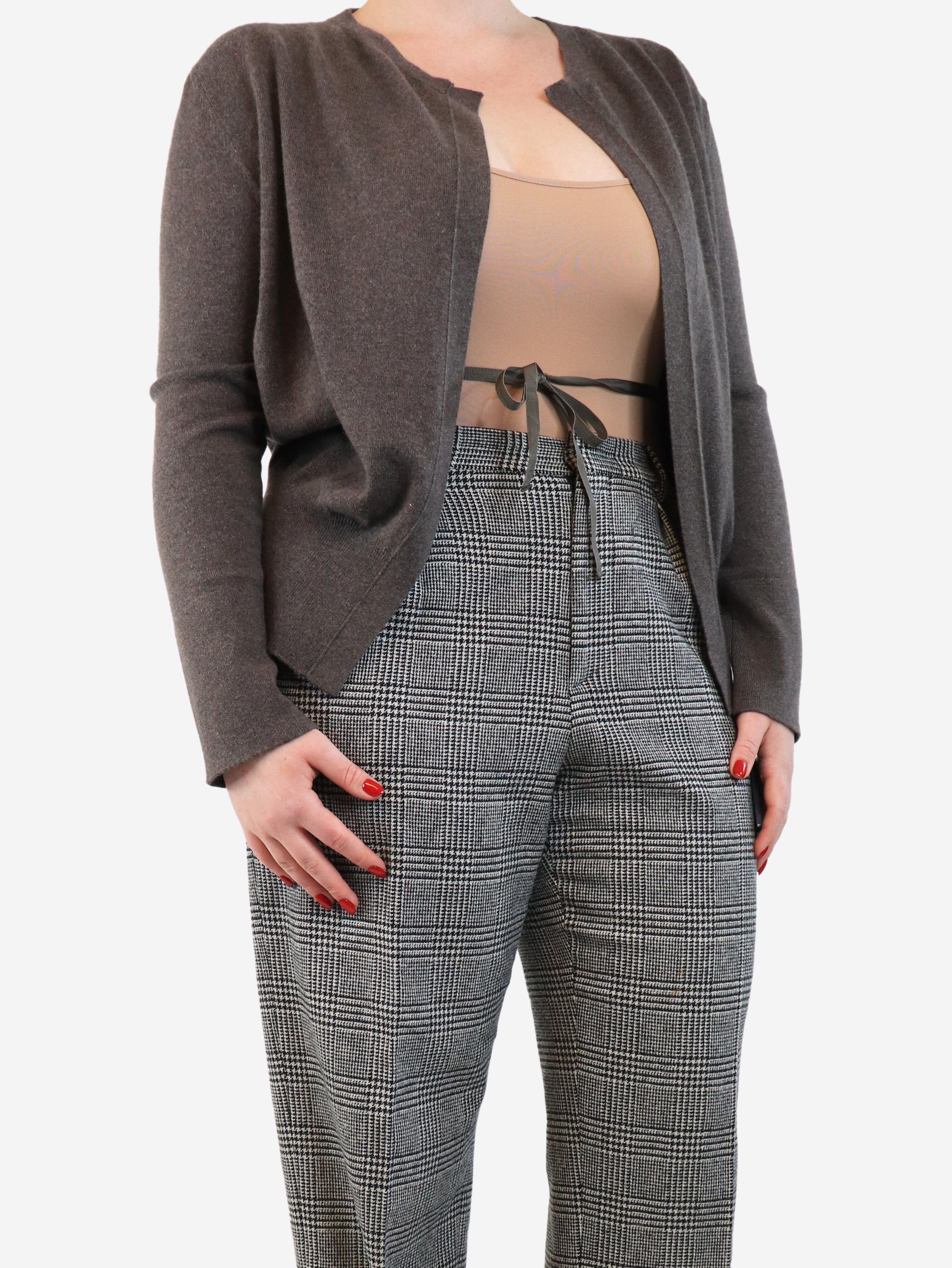Luxury Brown Cashmere Cardigan for Women - Size UK 14 | Soft & Warm Winter Sweater | Perfect for Office, Dates & Cozy Evenings