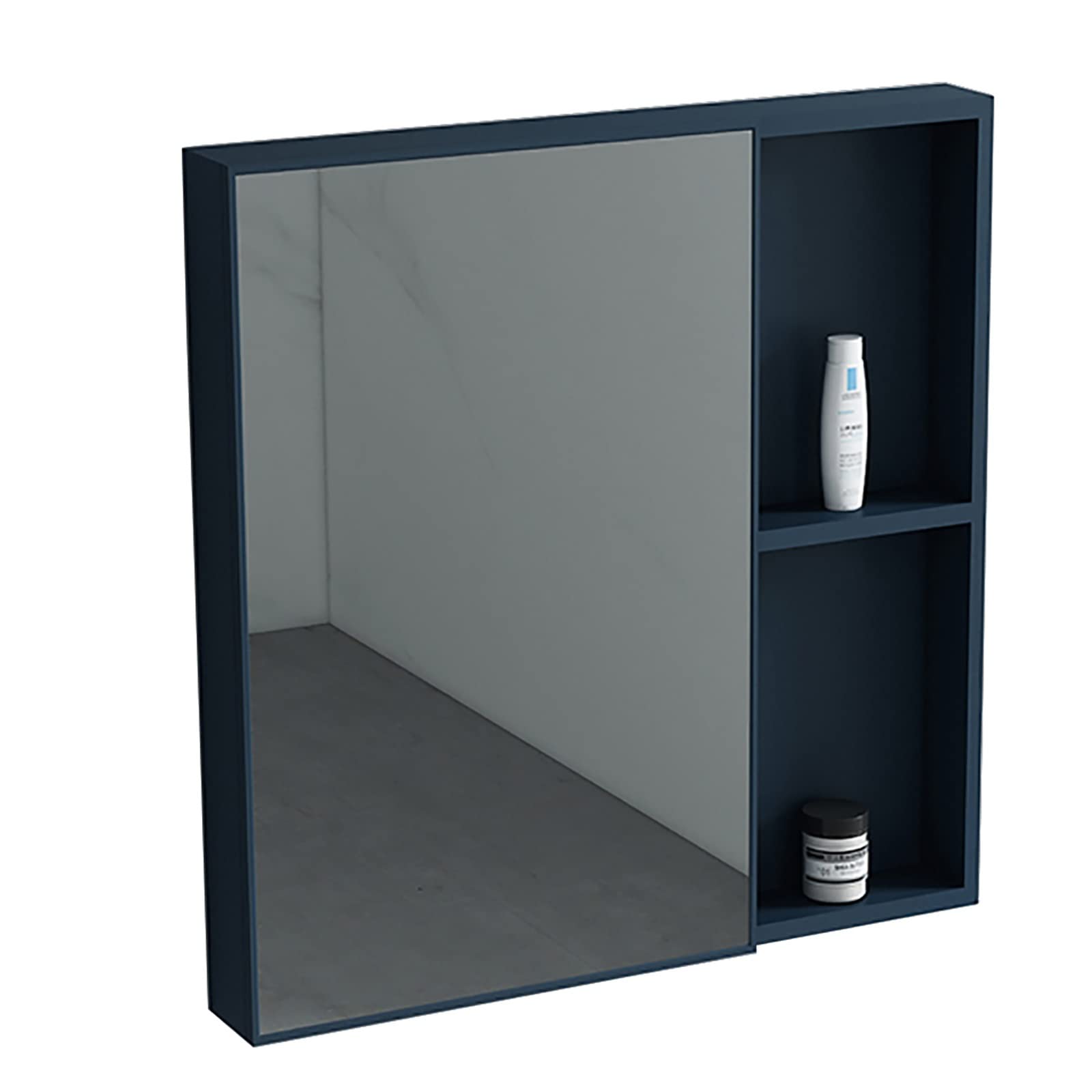 Modern Aluminum Alloy Bathroom Mirror Cabinet - Wall Mount Medicine Storage with Mirror Door (21.6x25.5 Inch, Blue) - Perfect for Small Bathrooms, Vanities & Space-Saving Storage Solutions