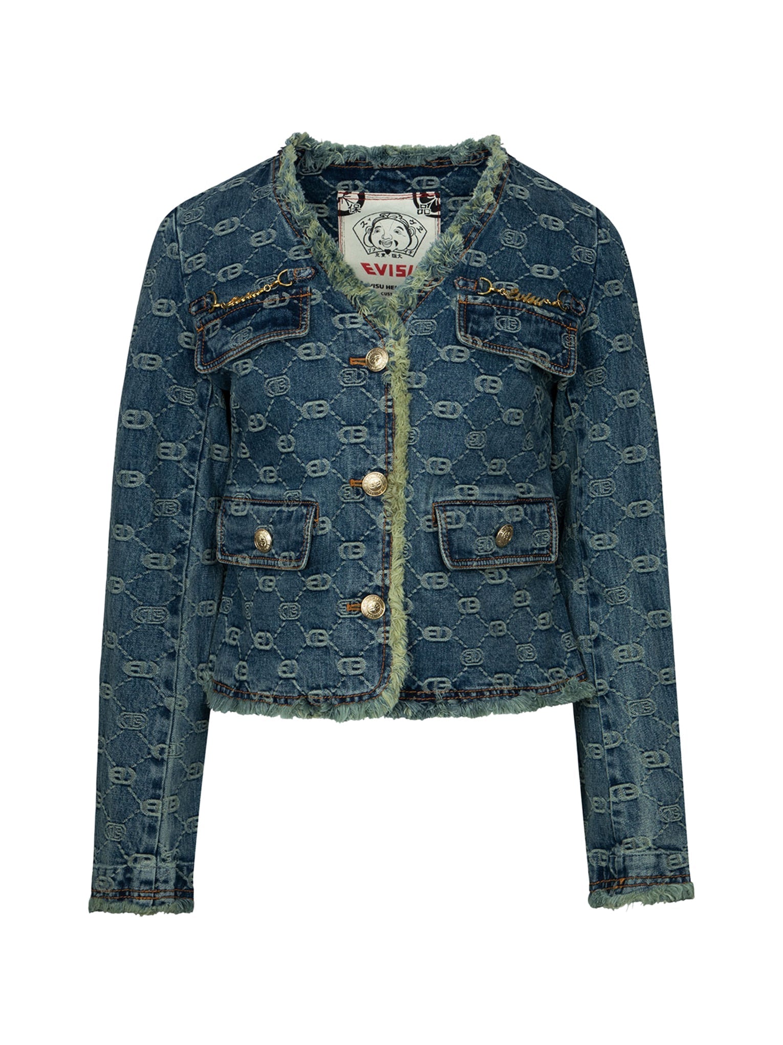 Stylish Allover Logo Jacquard Denim Jacket for Women & Men - Trendy Fashion Outerwear for Casual Wear, Street Style & Everyday Outfits