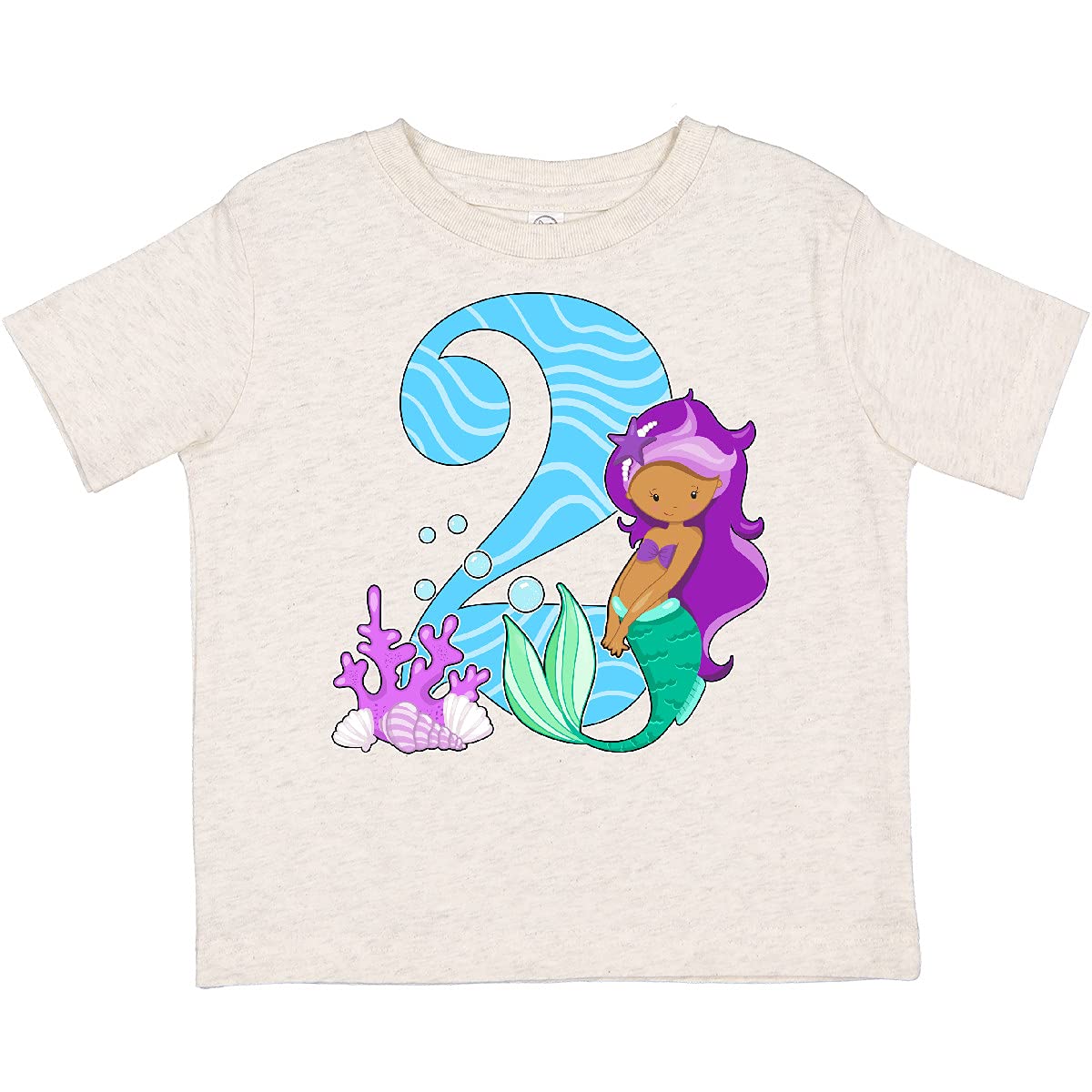 Inktastic Cute Mermaid Toddler T-Shirt for 2 Year Old Girls - Perfect for Birthday Parties, Beach Outings & Photo Shoots